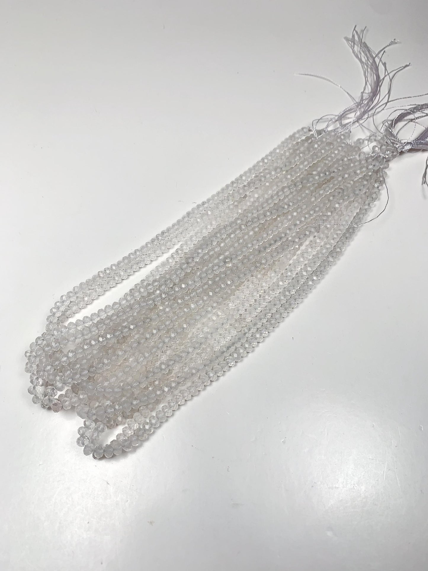 Grade AAA+ Genuine Natural White Clear Quartz  Rock Crystals Faceted Rondelle Beads 15.5" Strand