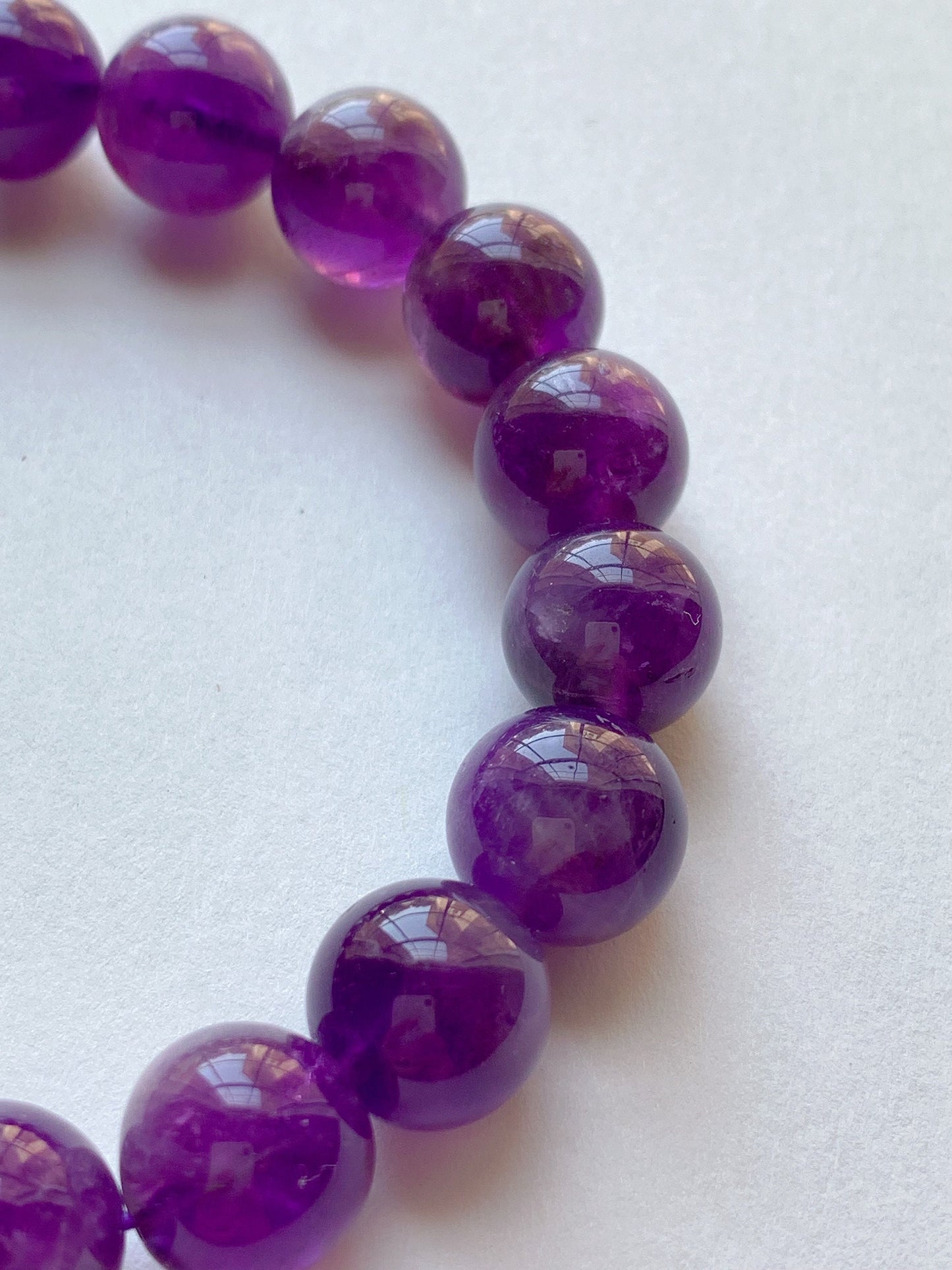 Genuine Natural purple Amethyst Smooth Round Stretch Bracelet 12mm