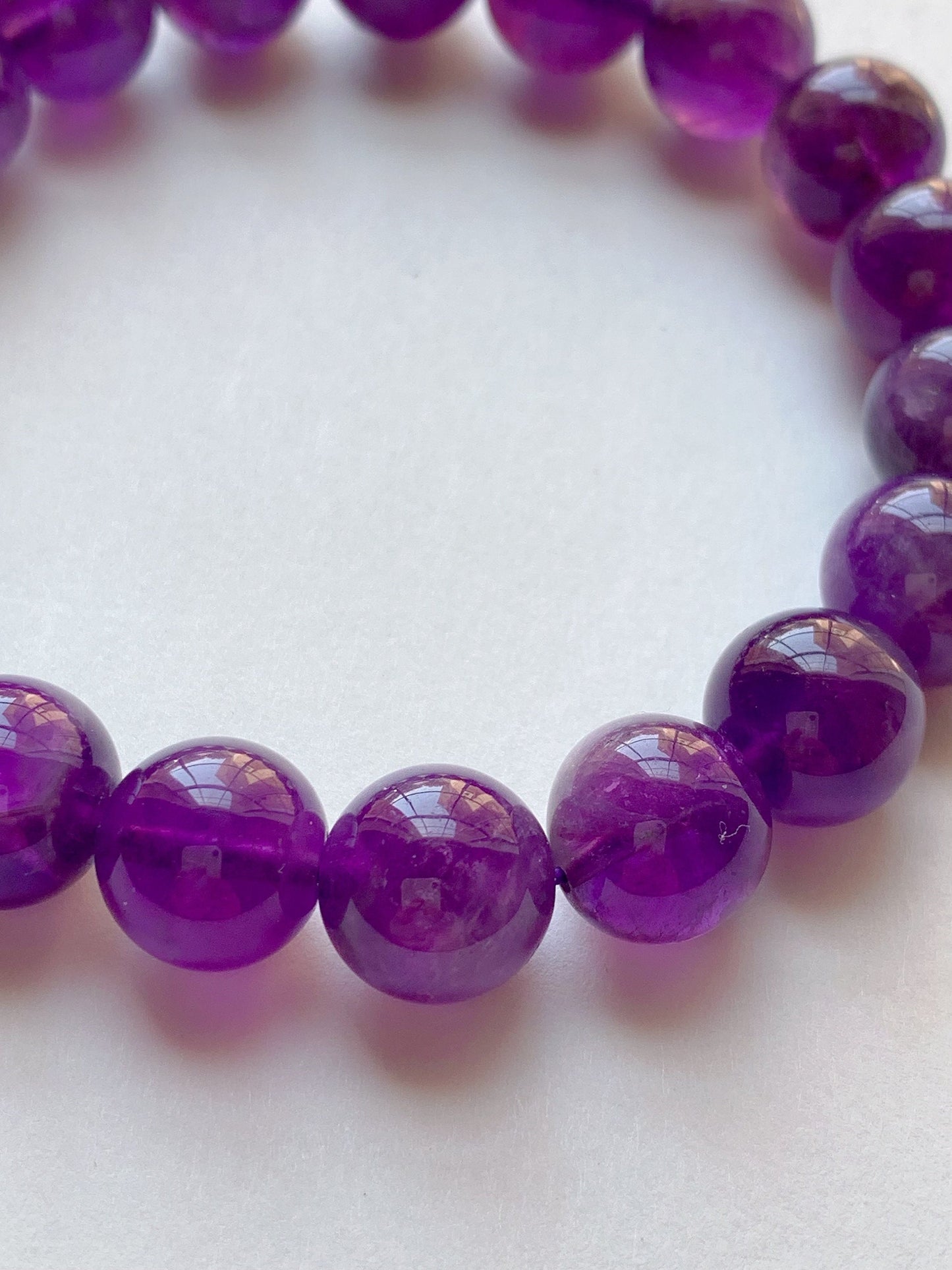 Genuine Natural purple Amethyst Smooth Round Stretch Bracelet 12mm