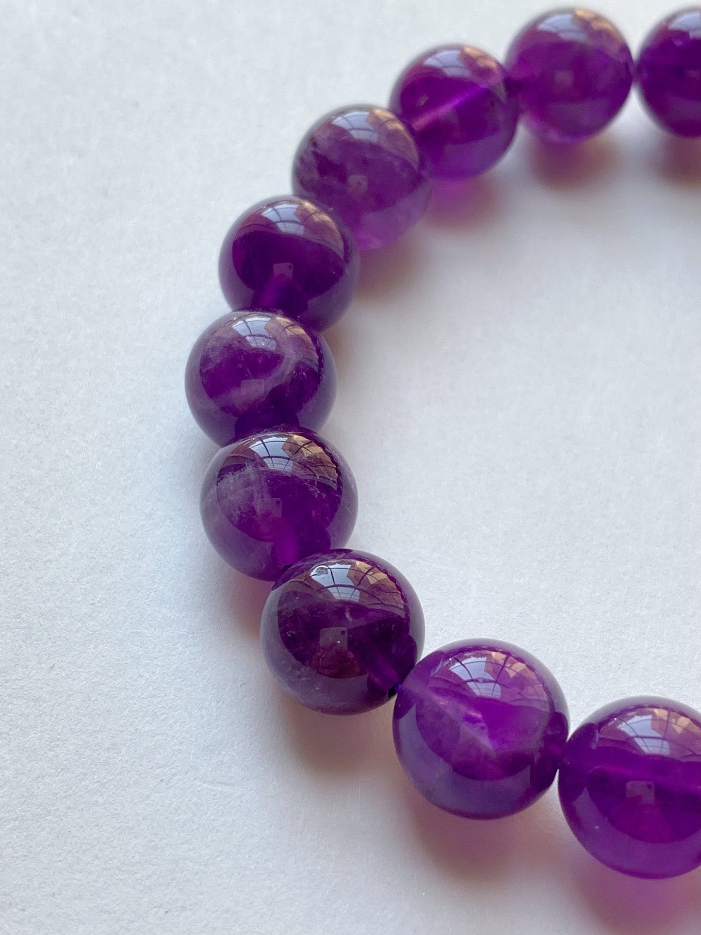 Genuine Natural purple Amethyst Smooth Round Stretch Bracelet 12mm