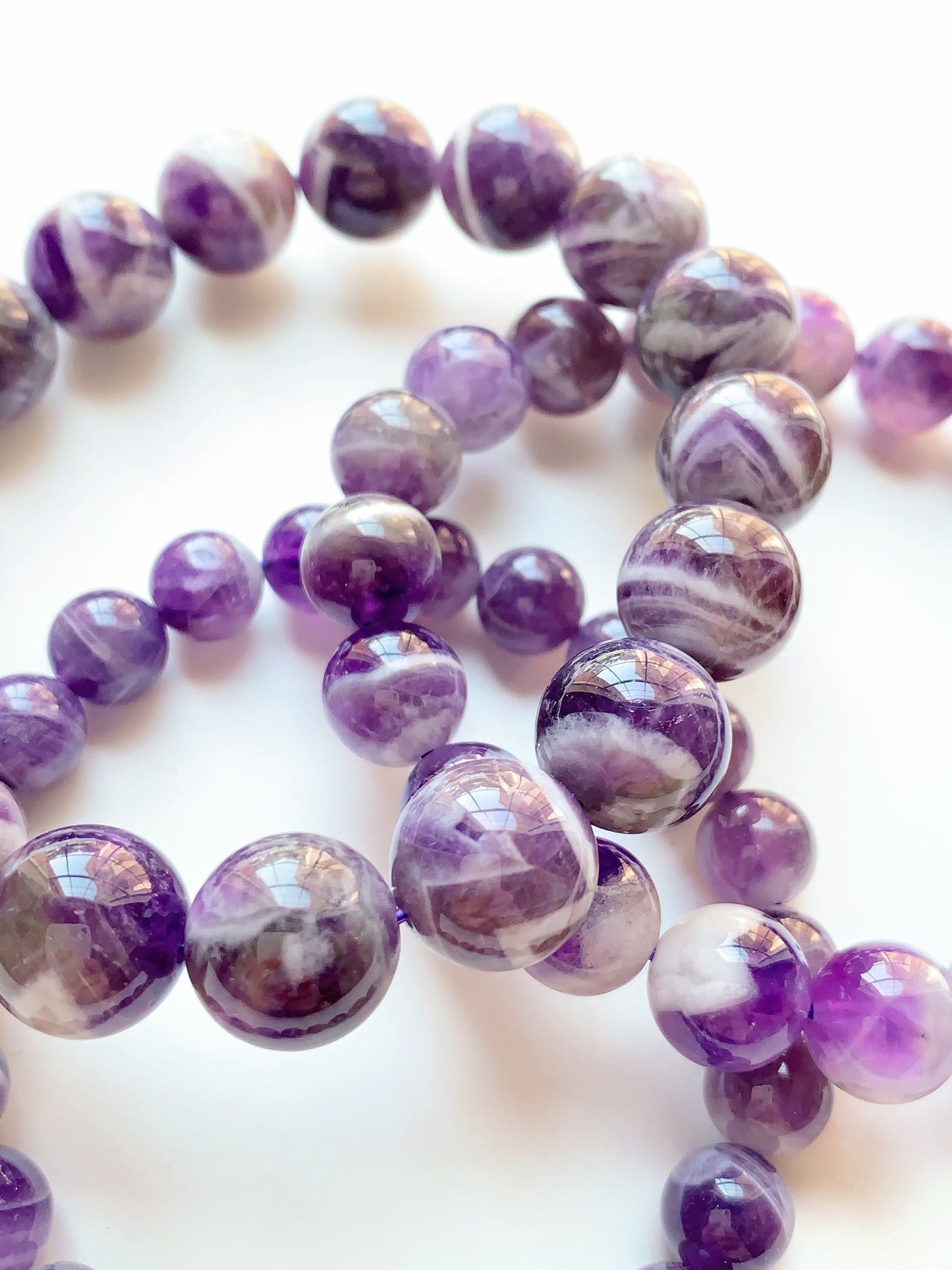 Genuine Natural purple Amethyst Smooth Round Stretch Bracelet 10mm