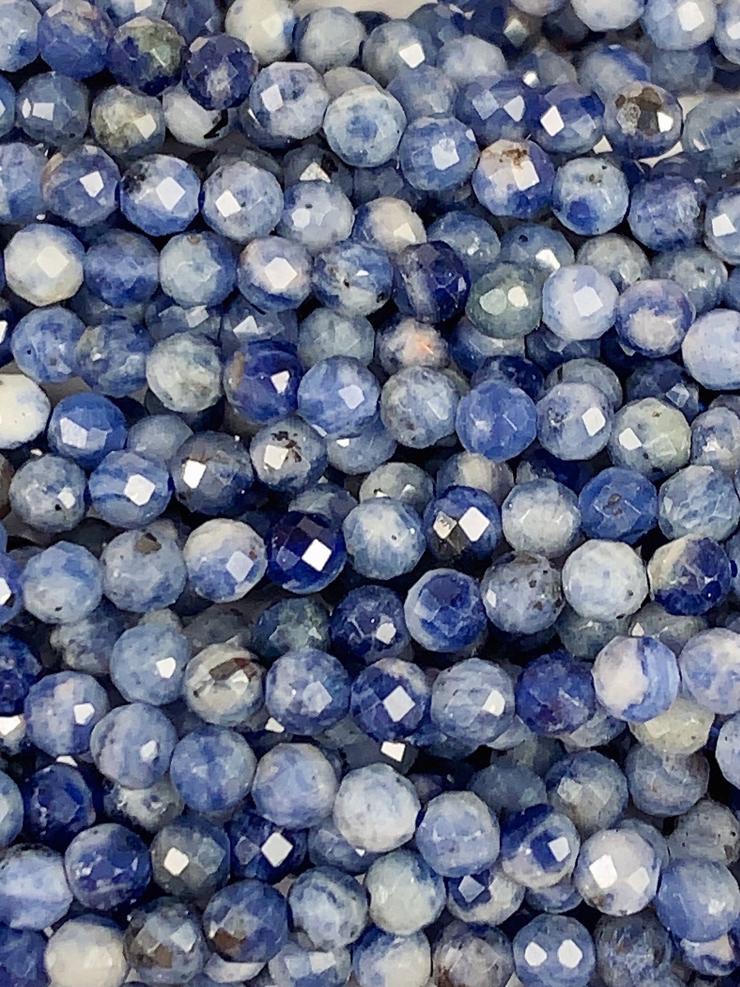 Genuine Natural Blue Spot Jasper Faceted Round Beads 15.5" Strand 2mm 3mm 4mm