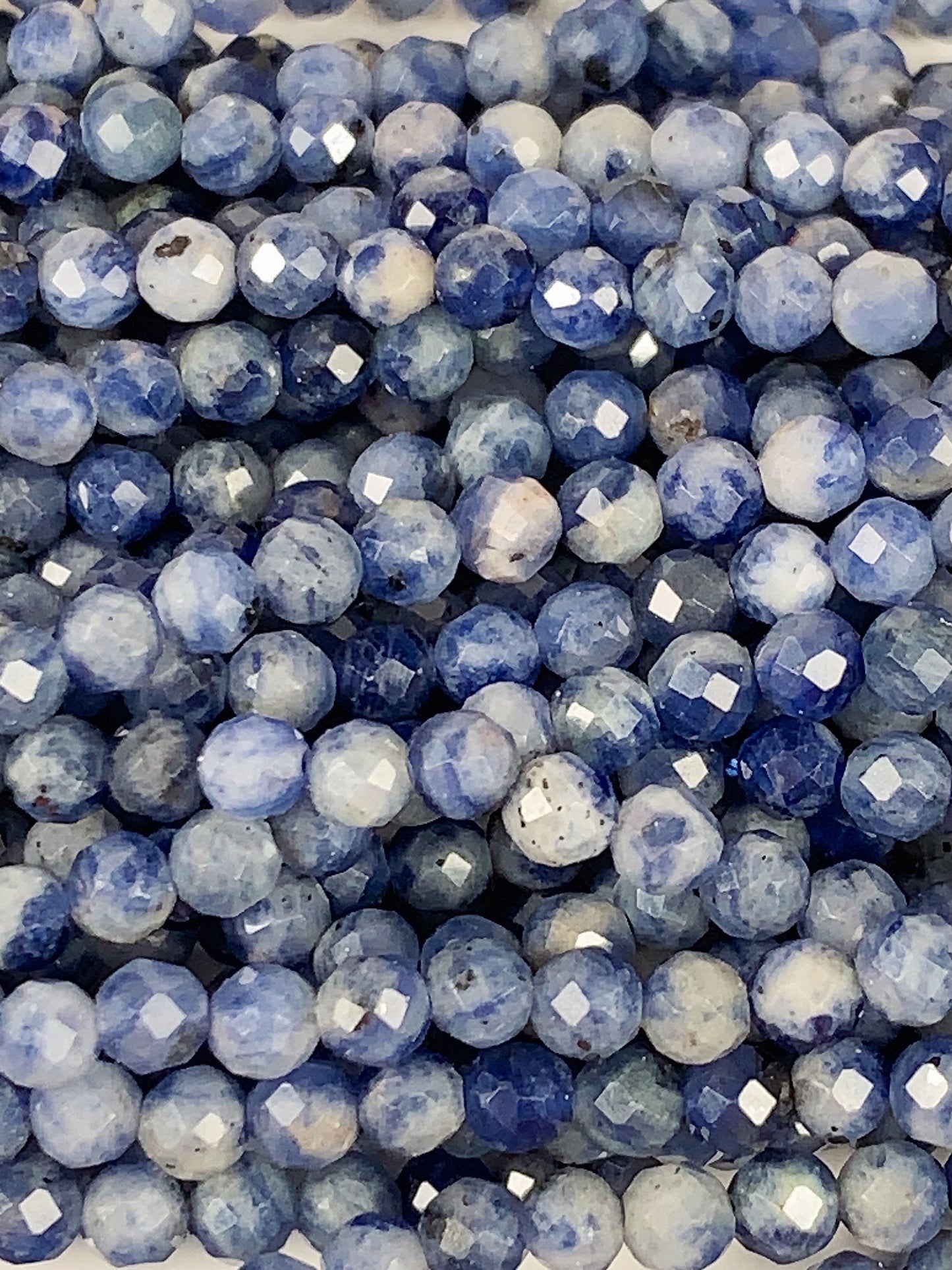 Genuine Natural Blue Spot Jasper Faceted Round Beads 15.5" Strand 2mm 3mm 4mm
