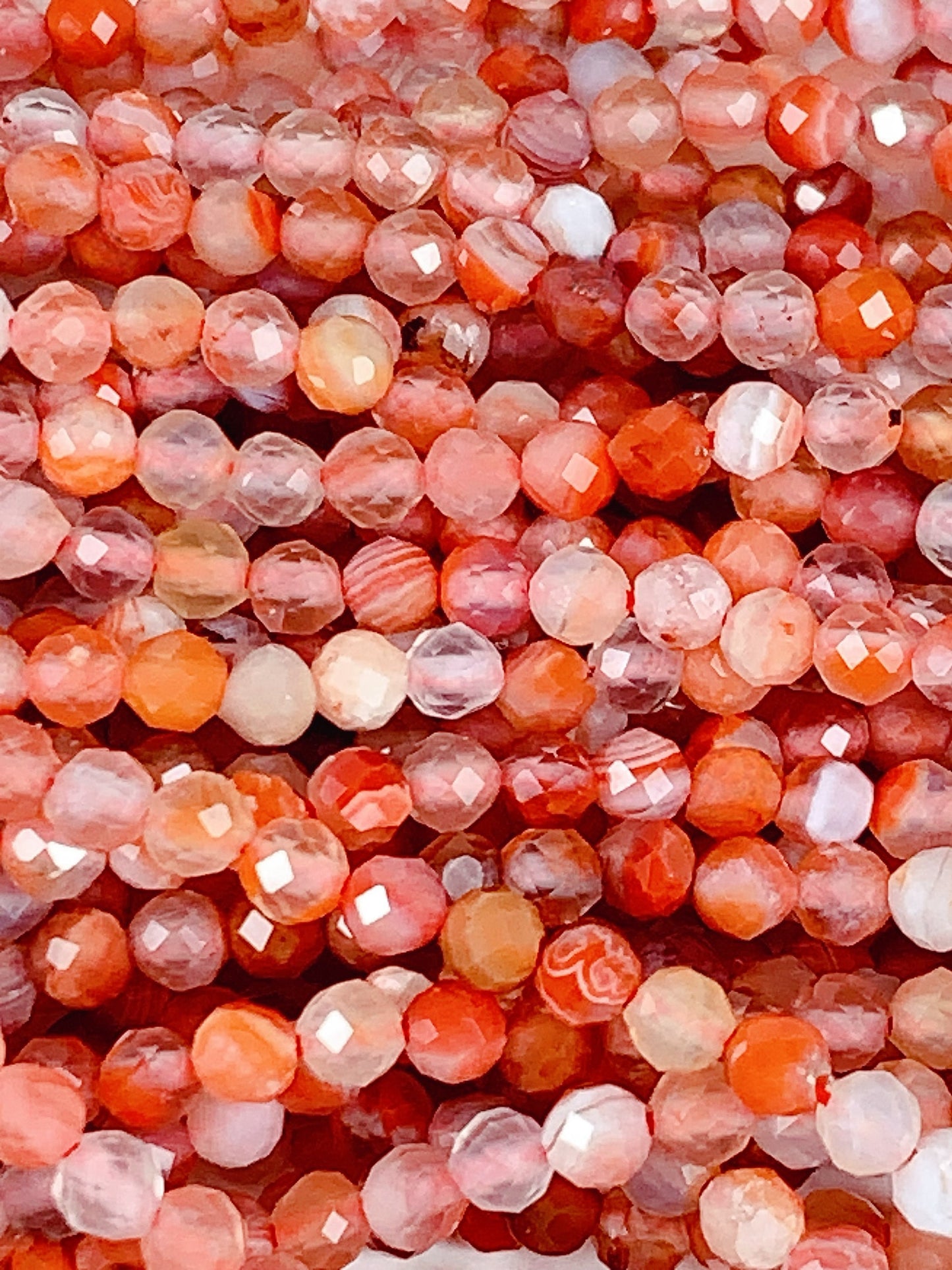 AAA Red Stripe Agate Faceted Round Beads: Natural Gemstone Strand