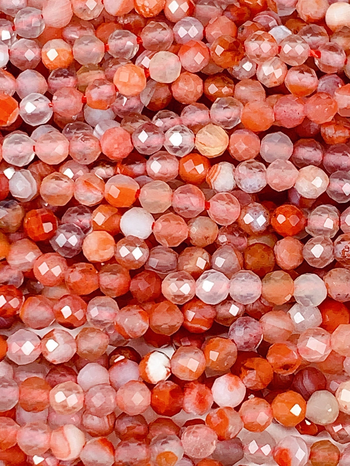 AAA Red Stripe Agate Faceted Round Beads: Natural Gemstone Strand