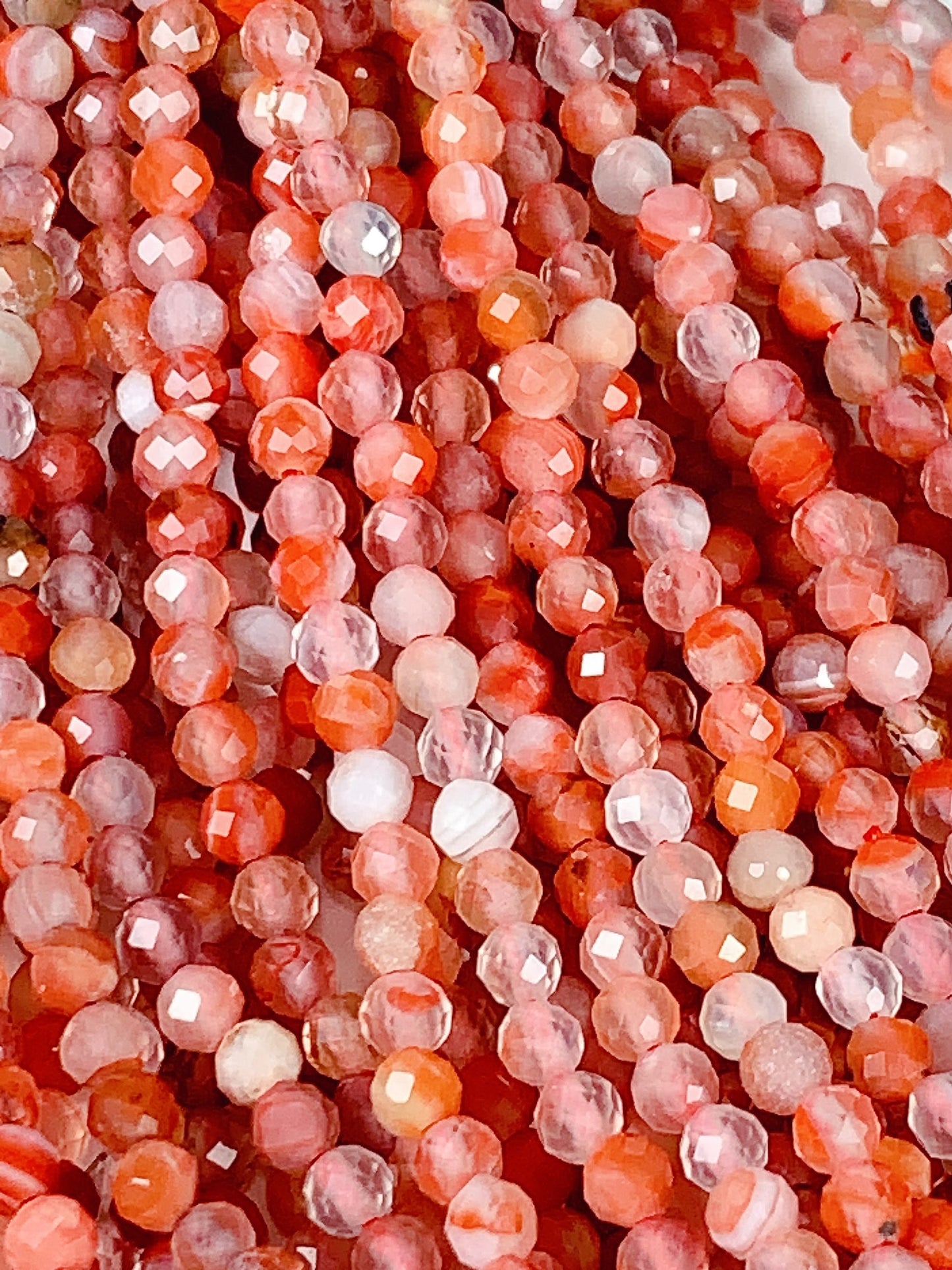 AAA Red Stripe Agate Faceted Round Beads: Natural Gemstone Strand
