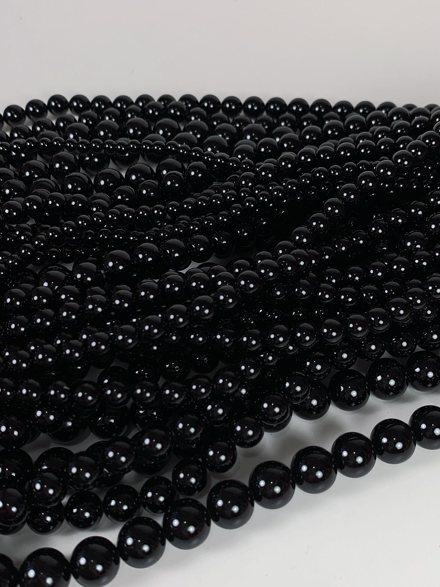 Grade AAA Genuine Natural Black Agate Smooth Round Beads 15.5" Strand Gemstone 4mm 6mm 8mm 10mm