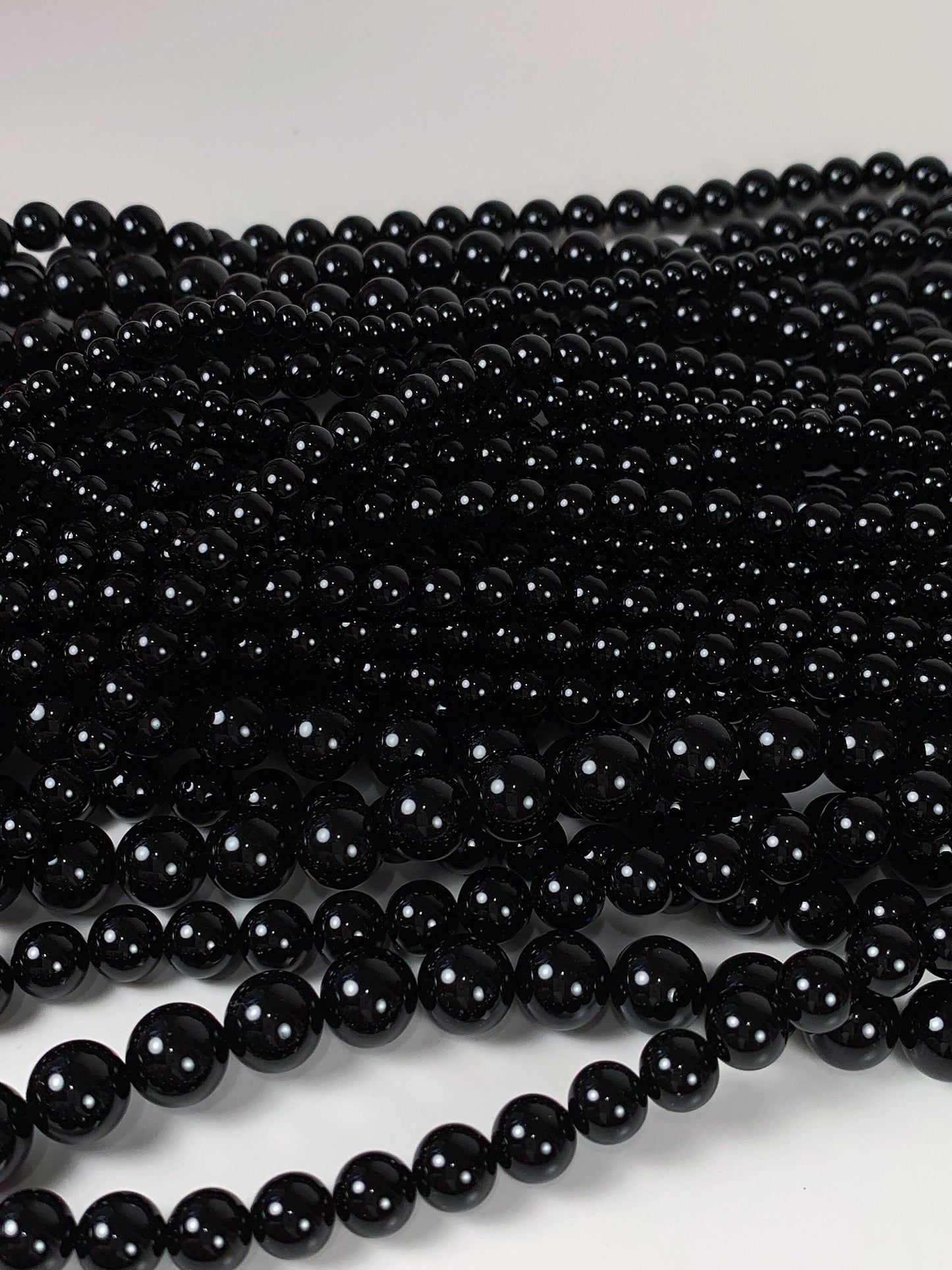 Grade AAA Genuine Natural Black Agate Smooth Round Beads 15.5" Strand Gemstone 4mm 6mm 8mm 10mm