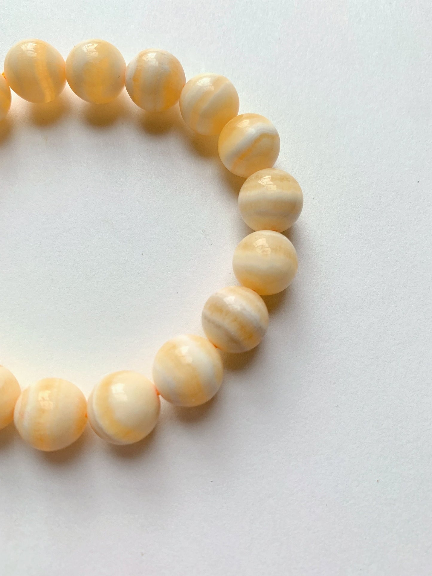 AAA Honey Calcite Crystal Bracelet: Banded Yellow Gemstone, 6mm-8mm