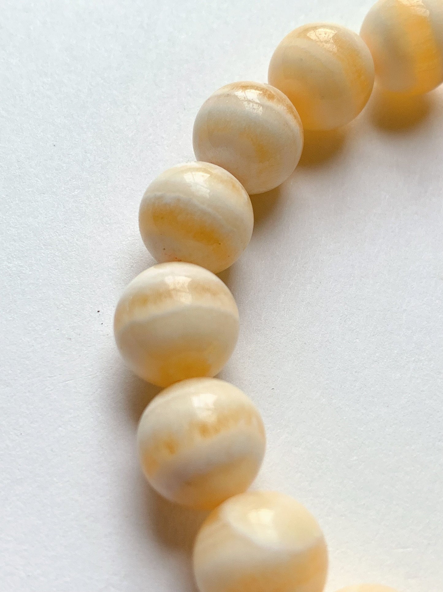 AAA Honey Calcite Crystal Bracelet: Banded Yellow Gemstone, 6mm-8mm