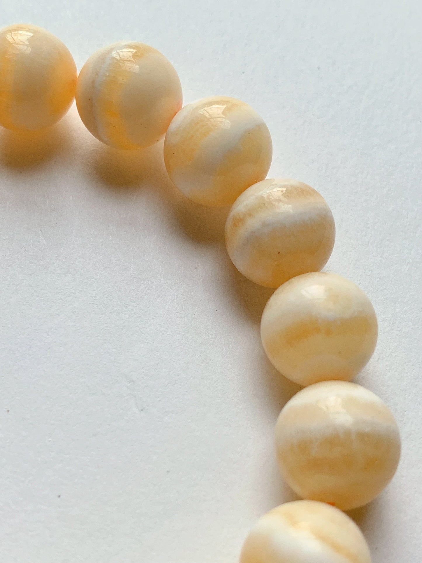 AAA Honey Calcite Crystal Bracelet: Banded Yellow Gemstone, 6mm-8mm