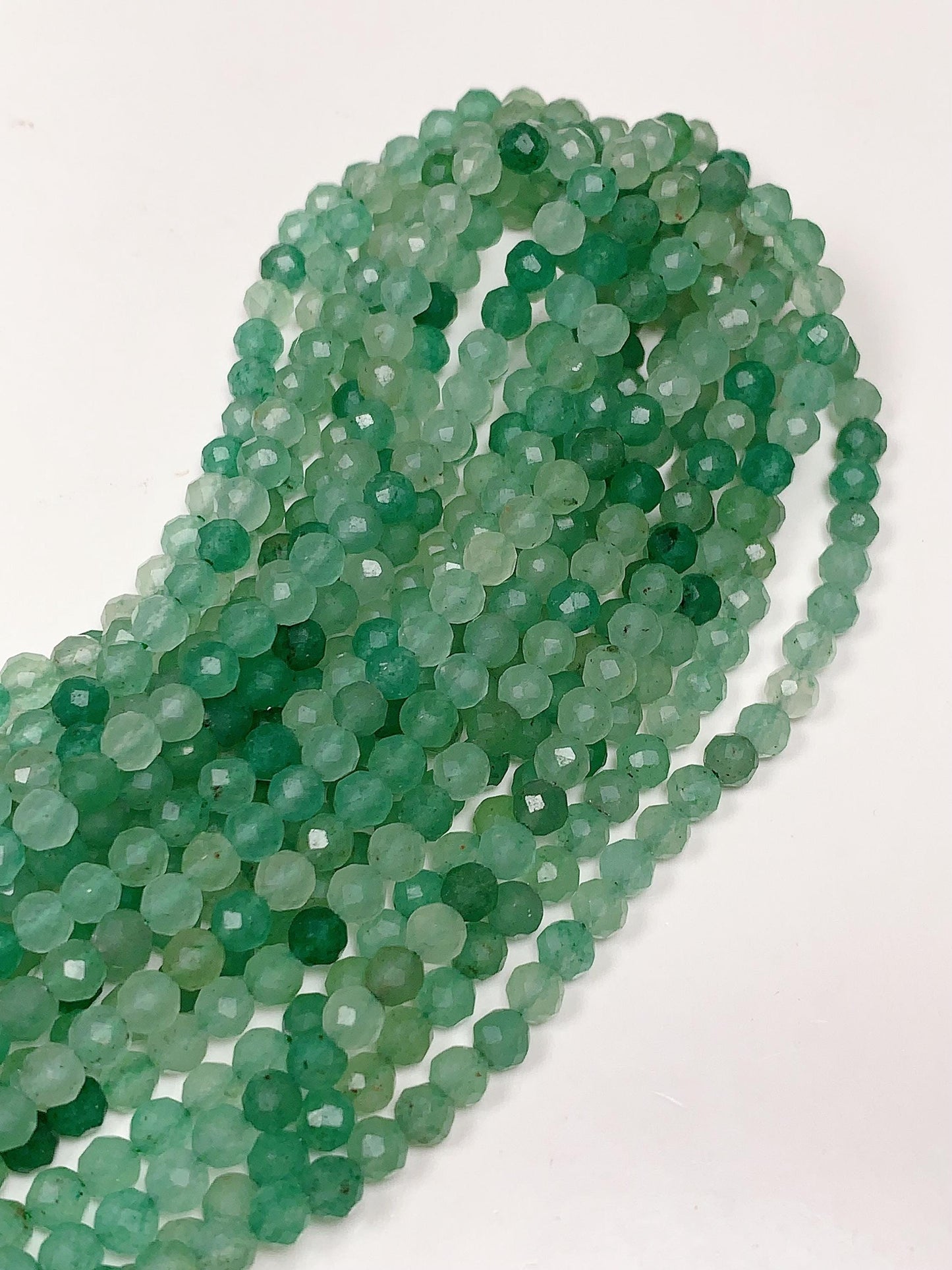 Natural Green Aventurine Faceted Round Beads Gemstone 15.5 Strand (2mm 3mm 4mm)