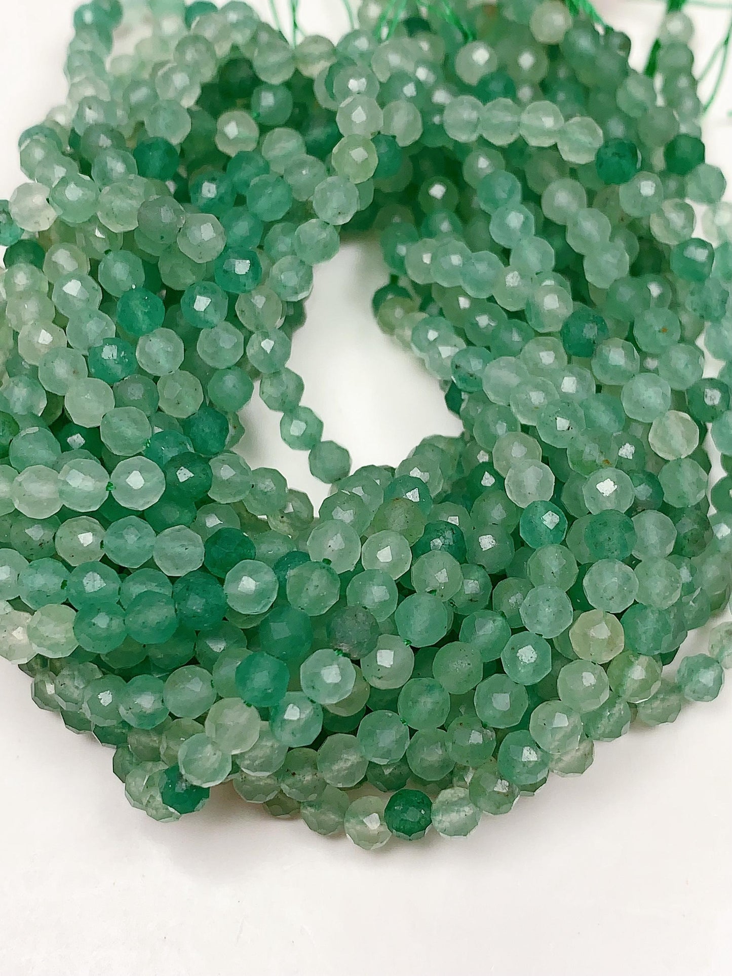 Natural Green Aventurine Faceted Round Beads Gemstone 15.5 Strand (2mm 3mm 4mm)