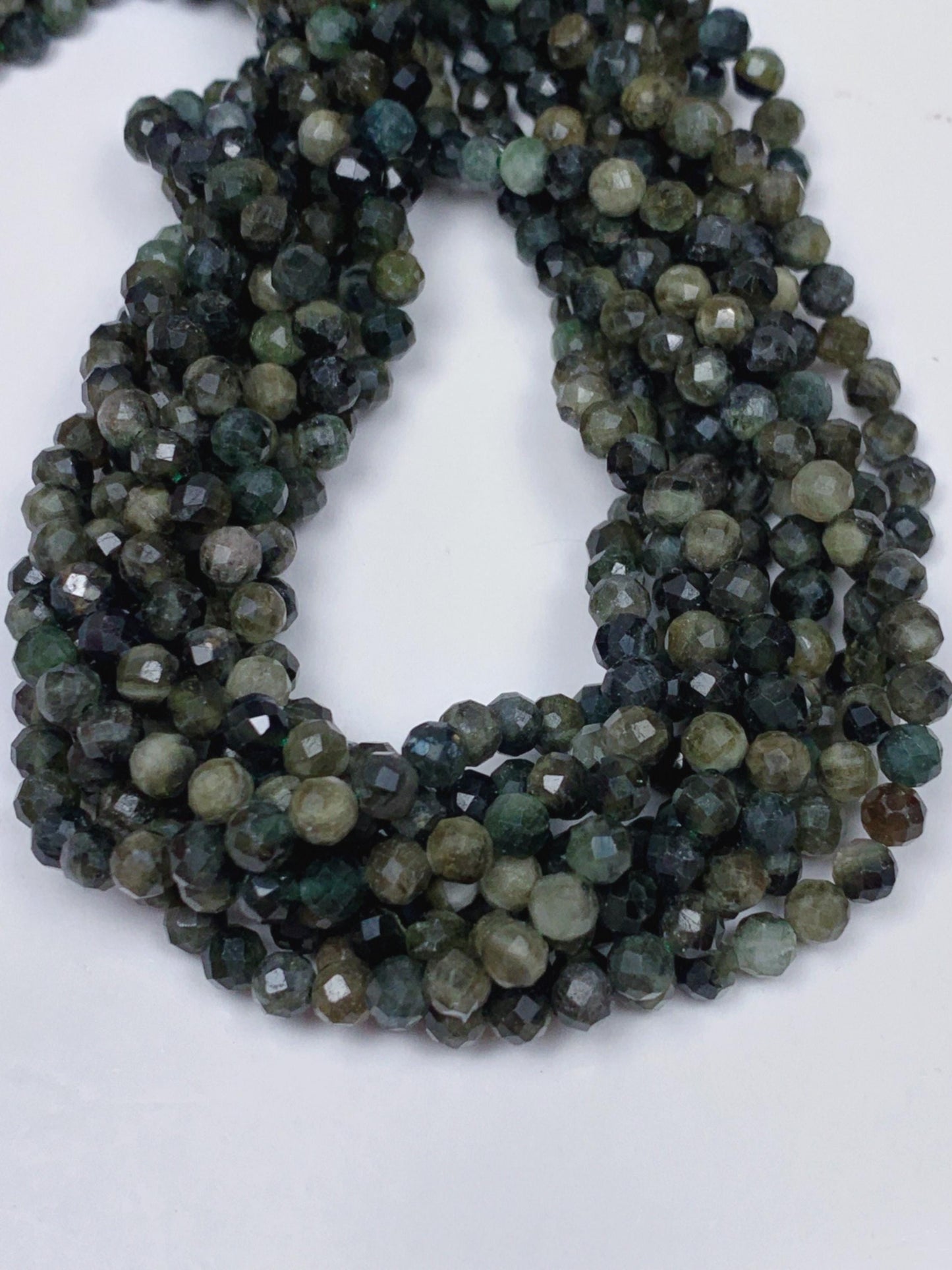 Genuine Natural Green Tourmaline Faceted Round Beads 15.5" Strand 2mm 3mm 4mm