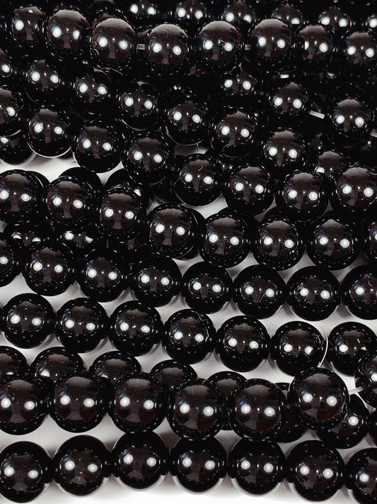 AAA Natural Black Obsidian Smooth Round Beads 15.5“ Strand Genuine Gemstone 2mm 3mm 4mm 6mm 8mm 10mm 12mm 14mm 16mm 18mm 20mm