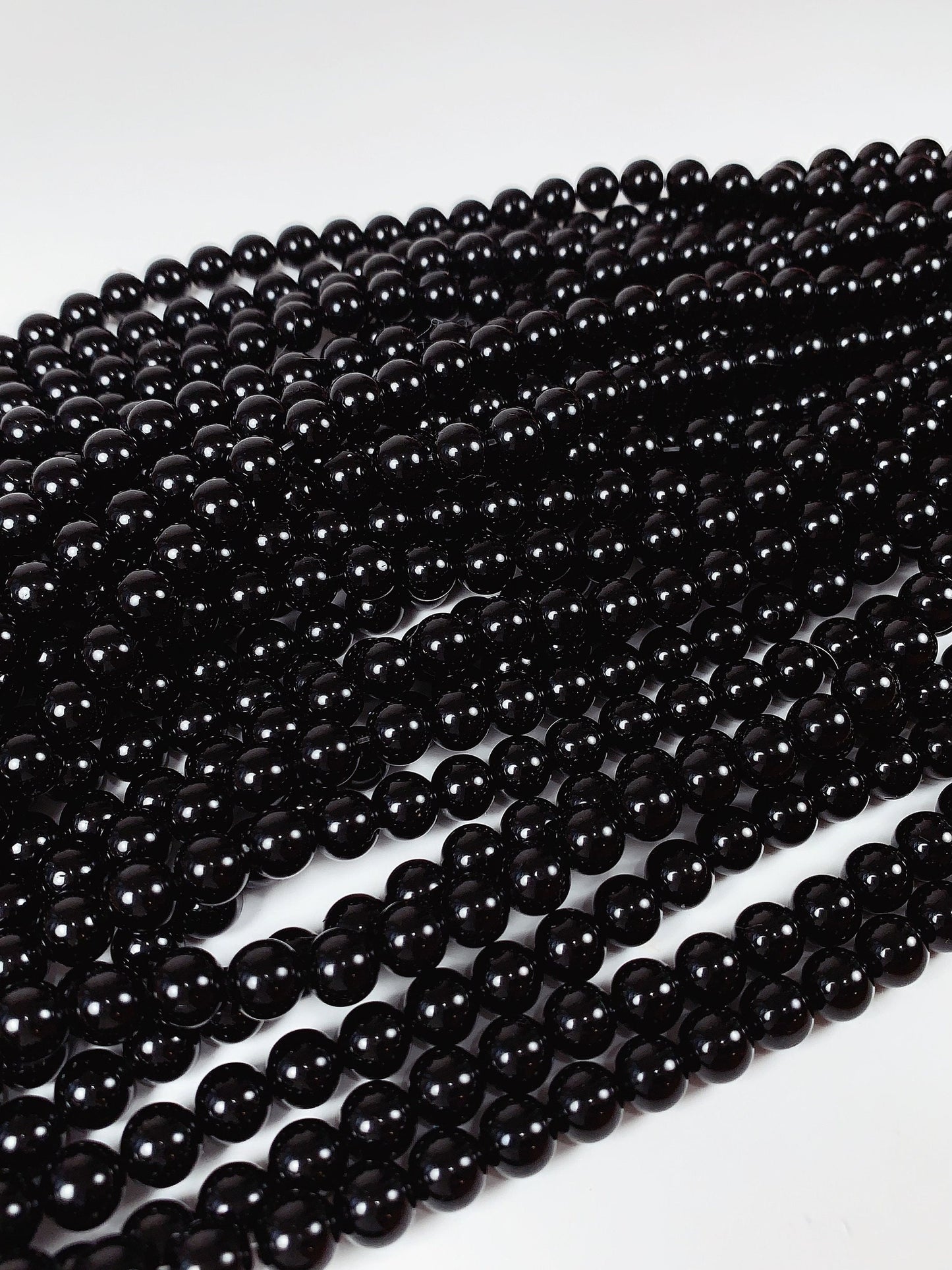 AAA Natural Black Obsidian Smooth Round Beads 15.5“ Strand Genuine Gemstone 2mm 3mm 4mm 6mm 8mm 10mm 12mm 14mm 16mm 18mm 20mm