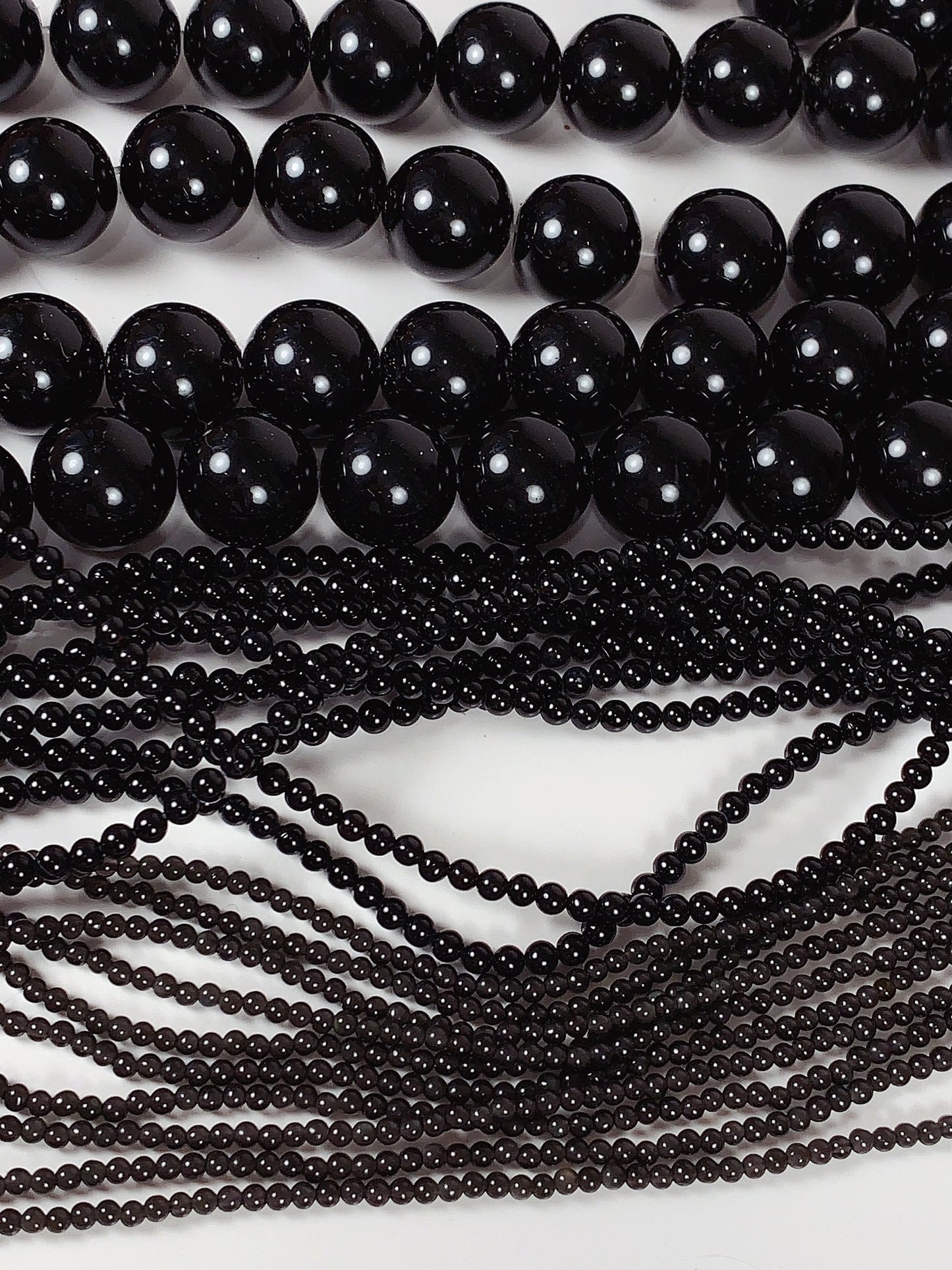 AAA Natural Black Obsidian Smooth Round Beads 15.5“ Strand Genuine Gemstone 2mm 3mm 4mm 6mm 8mm 10mm 12mm 14mm 16mm 18mm 20mm