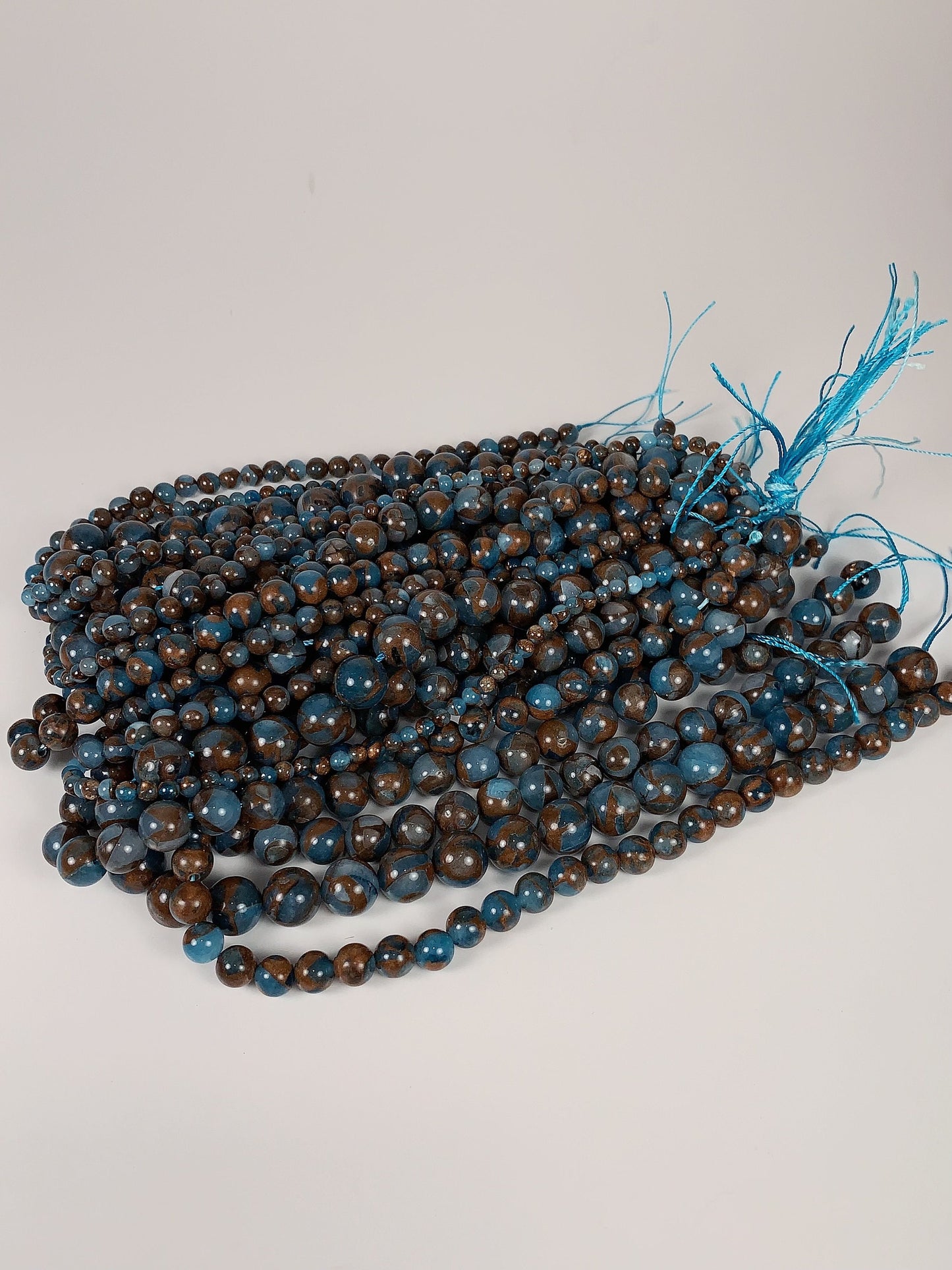 Blue Golden Impression Jasper Smooth Round Beads 15.5" Strand Gemstone  4mm 6mm 8mm 10mm