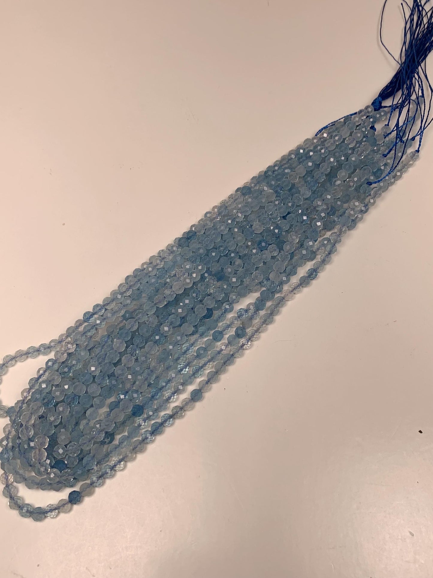 Natural Soft Translucent Blue Aquamarine Faceted Round  Beads: 15.5 Strand  Gemstone (2mm 3mm 4mm)
