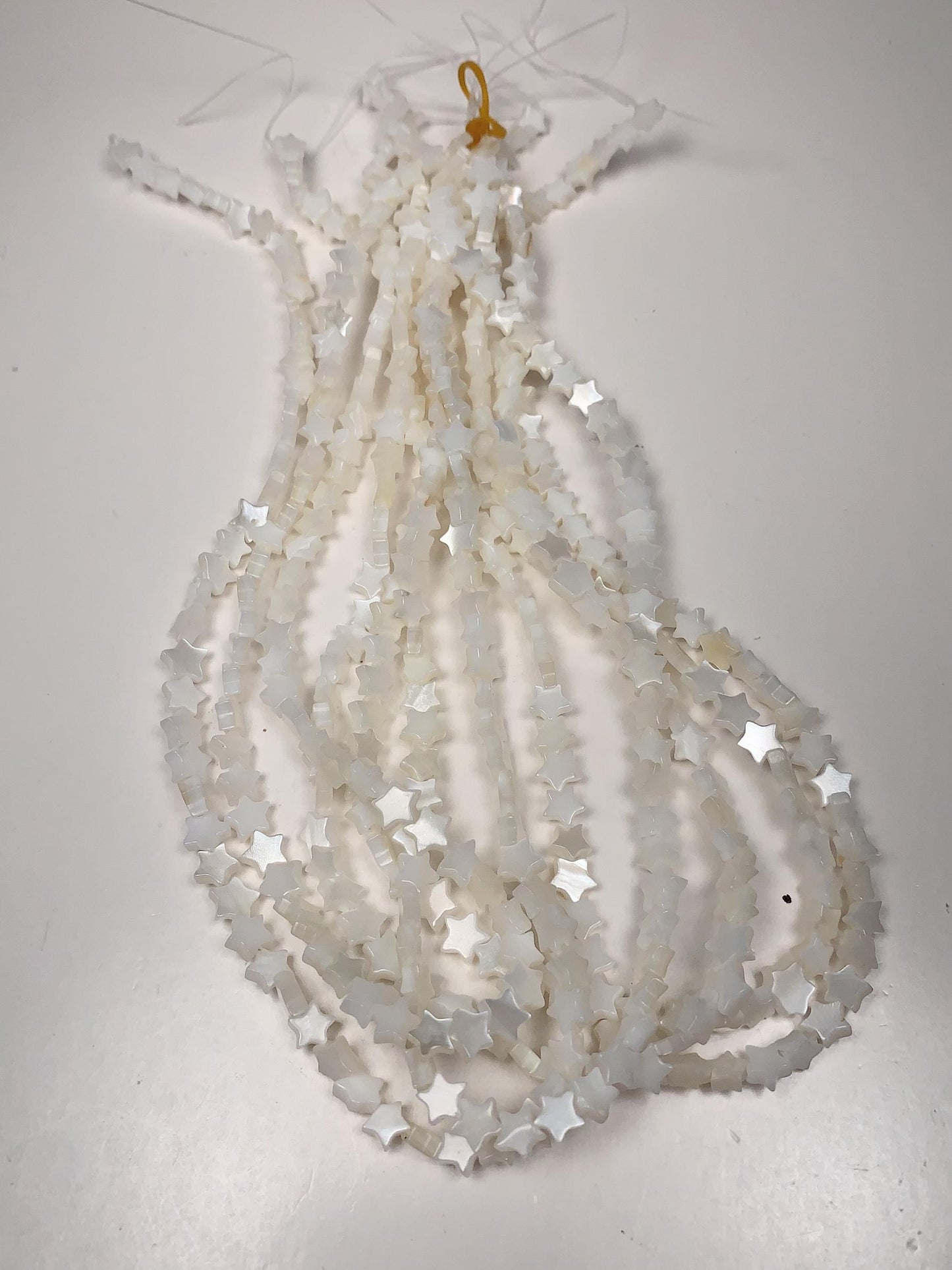 6mm AAA White Mother of Pearl Star Beads: 15" Strand