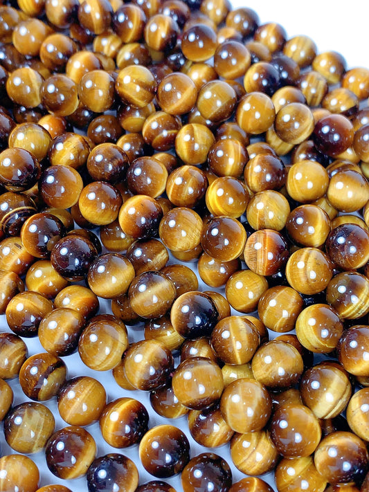 AAA Golden Yellow Tiger's Eye Beads: 6mm, 8mm, 10mm, 15.5" Strand