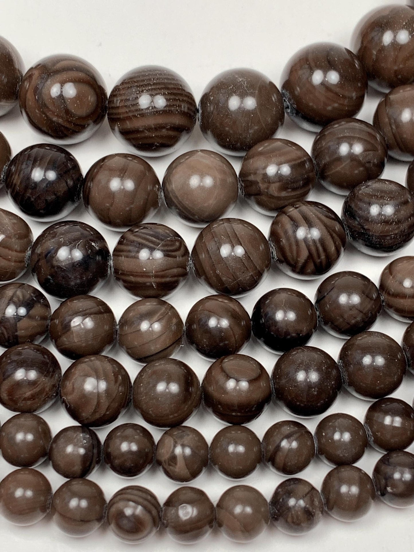 Natural Brown Wood Grain Jasper Smooth Round Beads Gemstone Strand 15.5