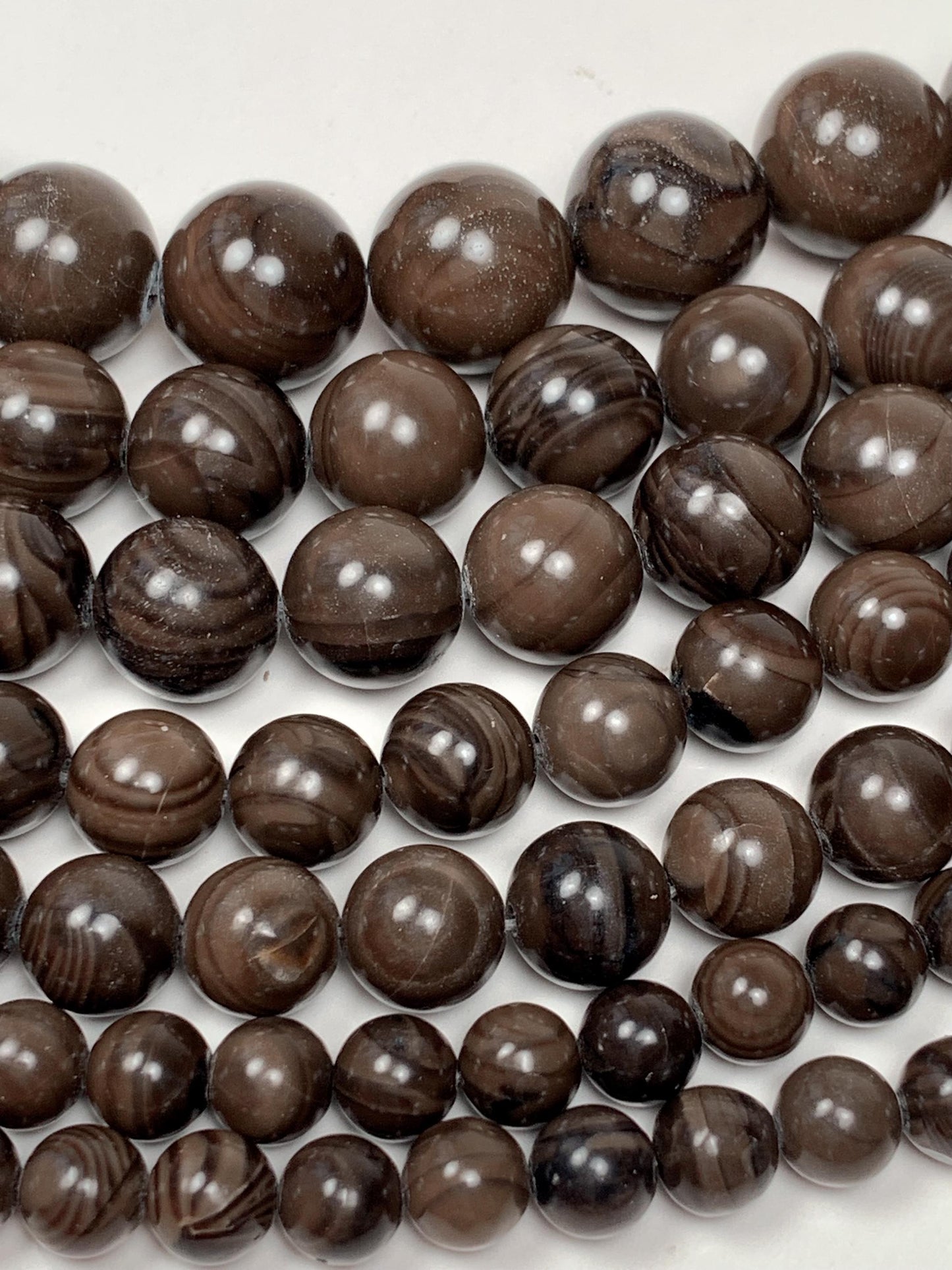Natural Brown Wood Grain Jasper Smooth Round Beads Gemstone Strand 15.5