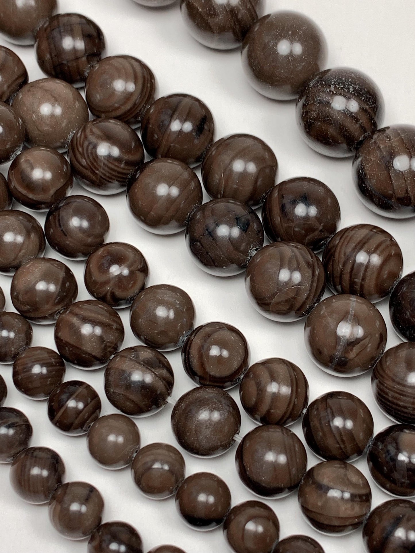 Natural Brown Wood Grain Jasper Smooth Round Beads Gemstone Strand 15.5