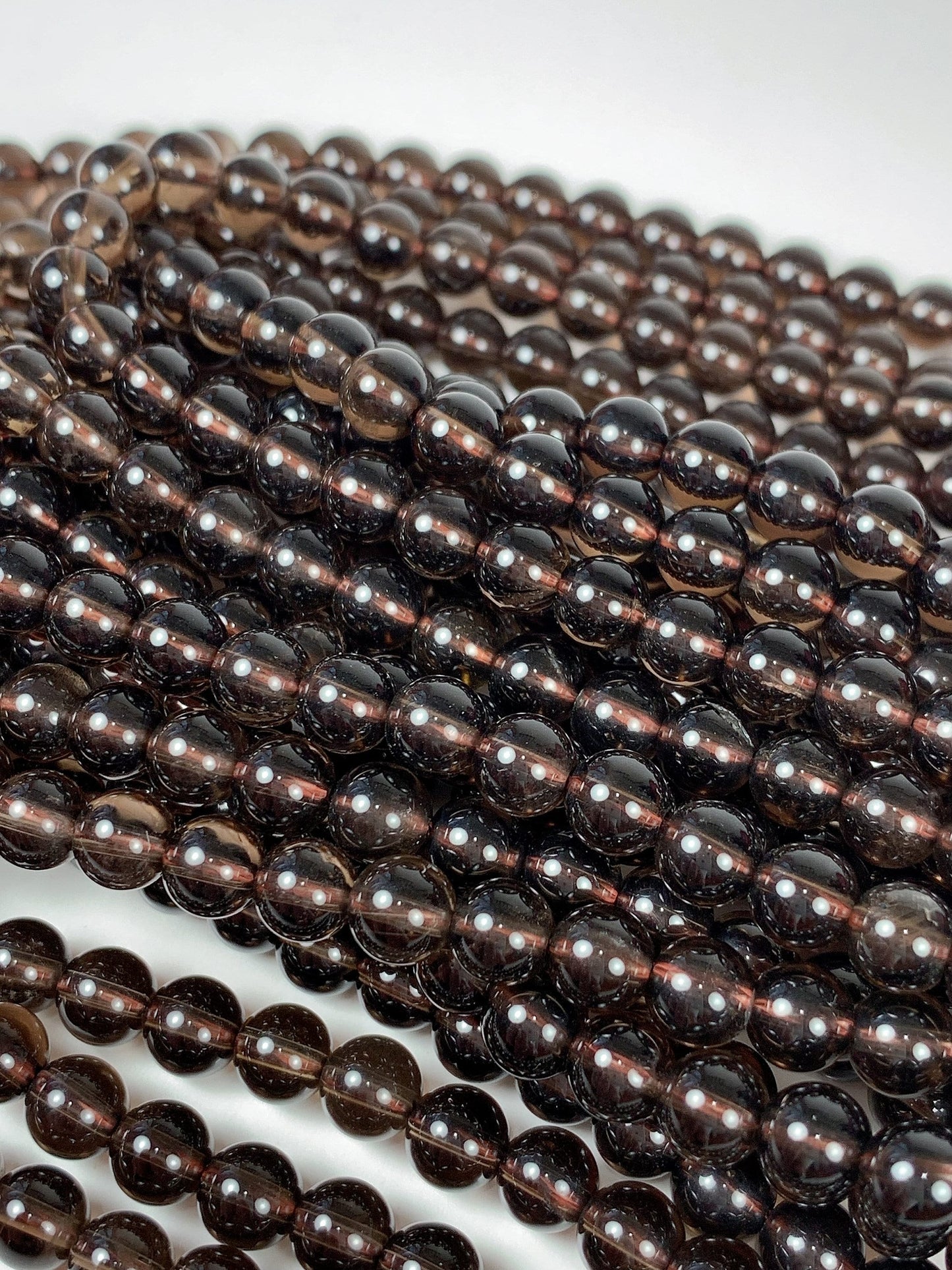 AAA Smoky Quartz Smooth Round Beads: Natural Brown Gemstone Strand (15.5")