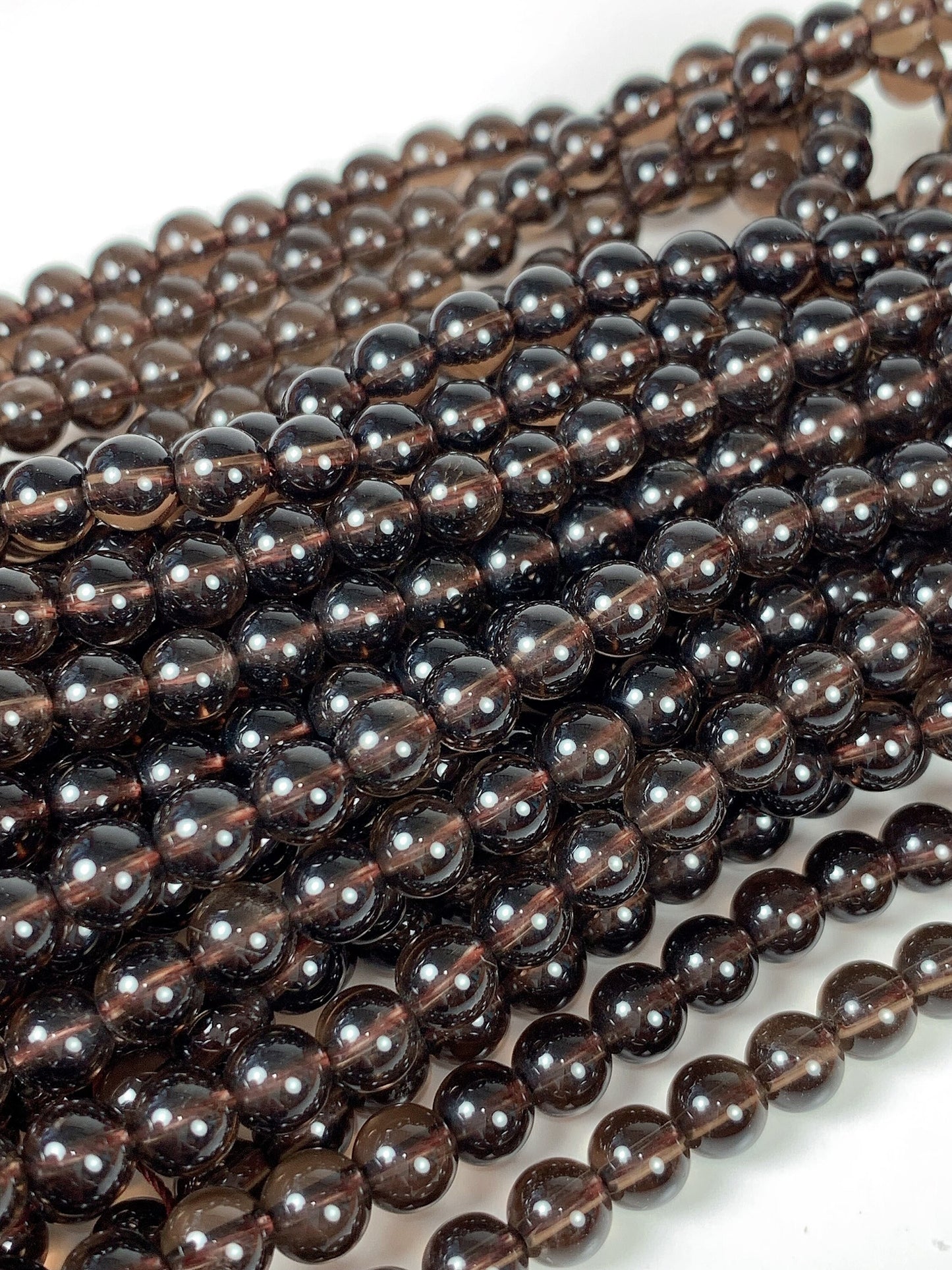 AAA Smoky Quartz Smooth Round Beads: Natural Brown Gemstone Strand (15.5")