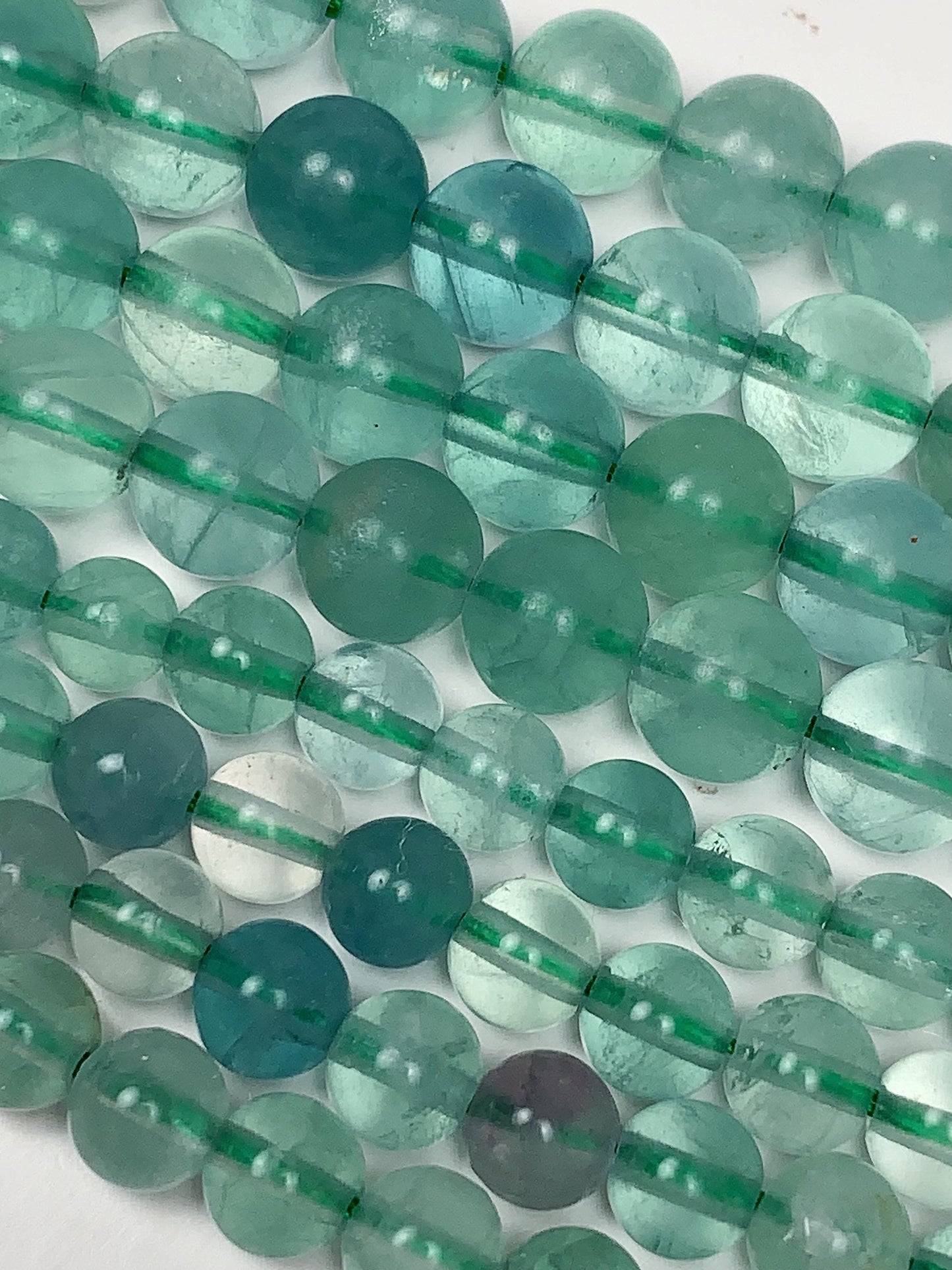 Genuine Natural Green Clear Fluorite Smooth Round Beads 15.5" Strand Gemstone  6mm 8mm 10mm