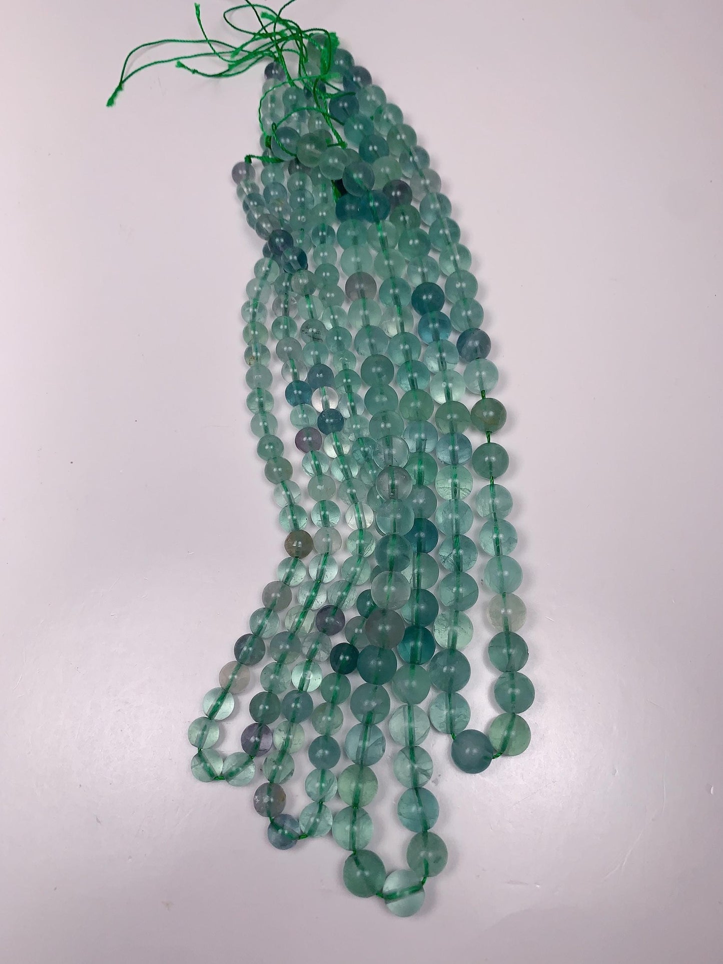 Genuine Natural Green Clear Fluorite Smooth Round Beads 15.5" Strand Gemstone  6mm 8mm 10mm