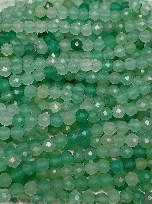 Natural Green Aventurine Faceted Round Beads Gemstone 15.5 Strand (2mm 3mm 4mm)