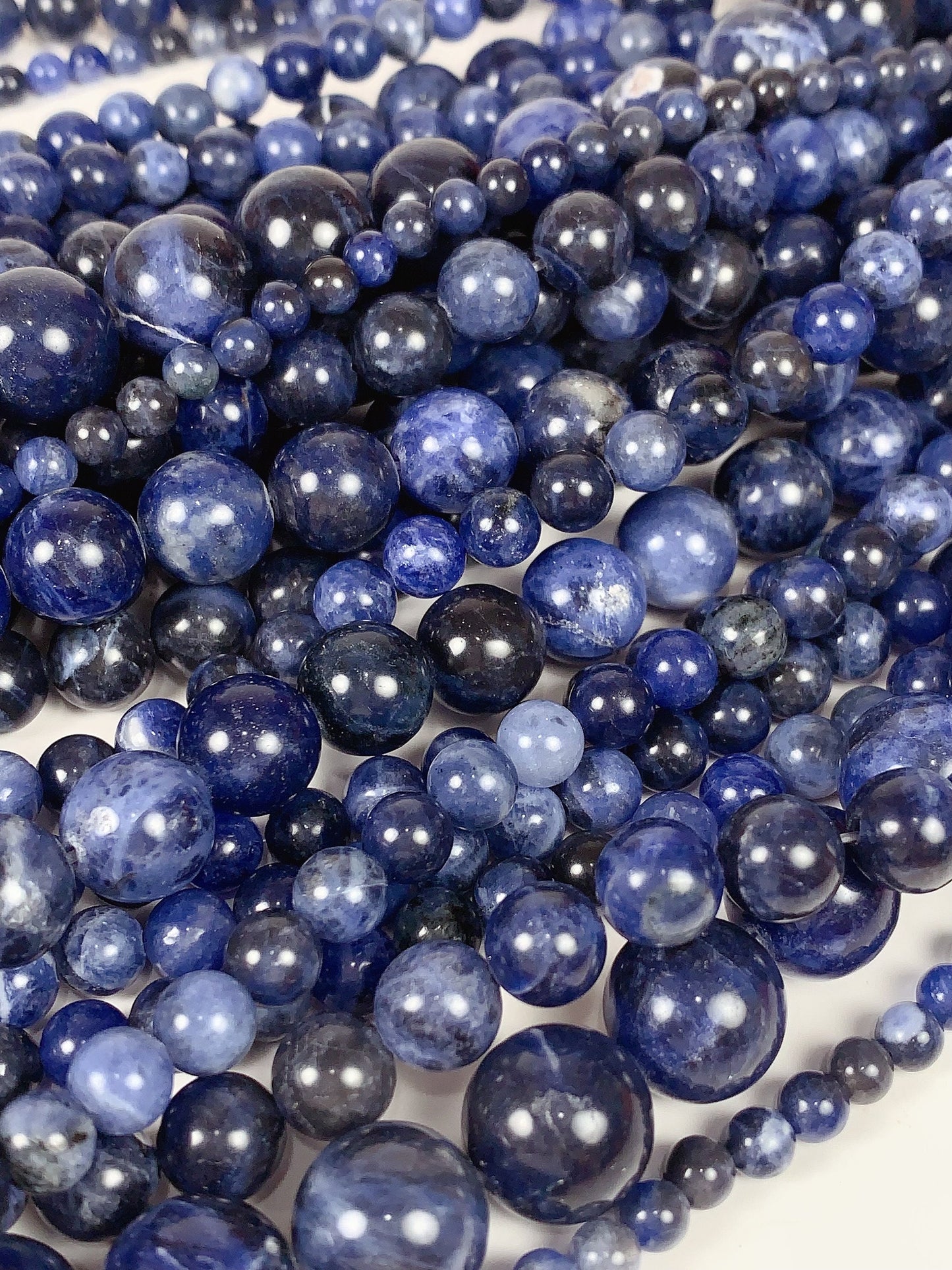 Natural Blue Sodalite Beads: Smooth Round Gemstone Strand (15")