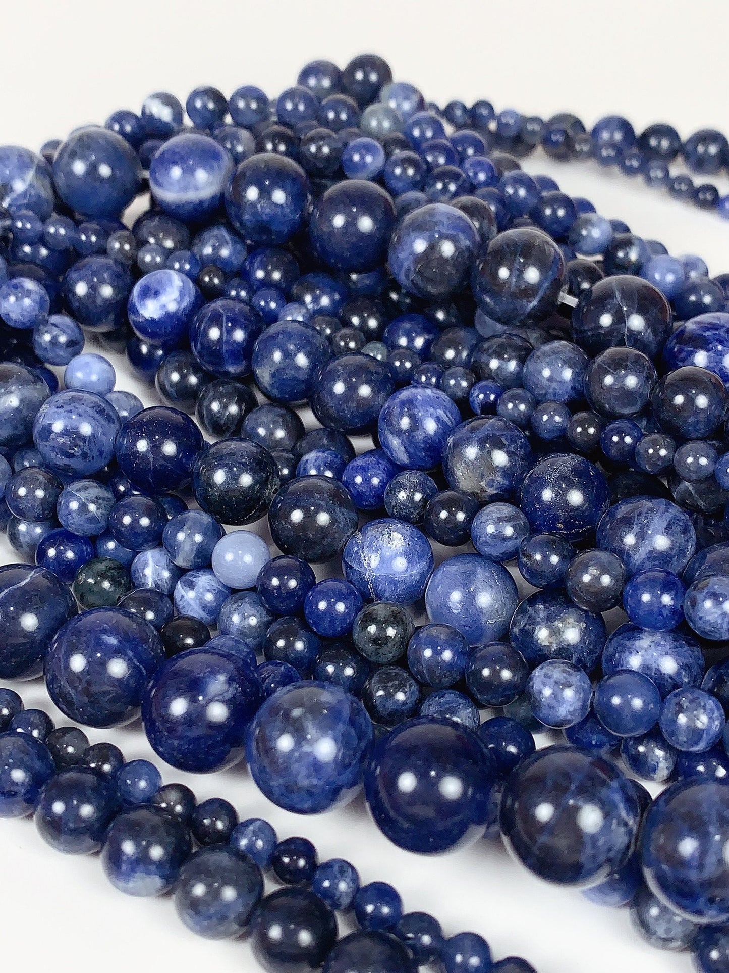 Natural Blue Sodalite Beads: Smooth Round Gemstone Strand (15")