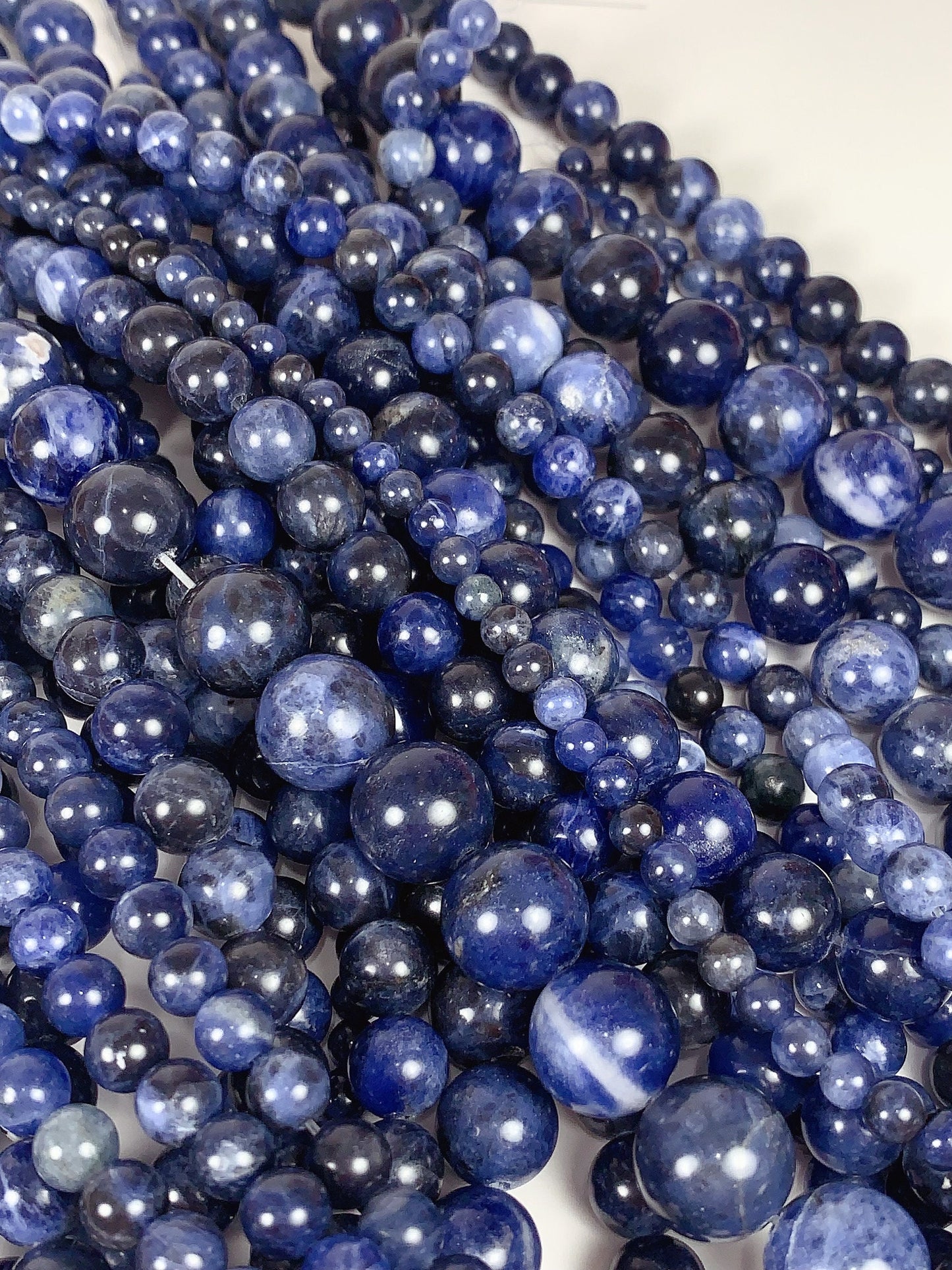 Natural Blue Sodalite Beads: Smooth Round Gemstone Strand (15")