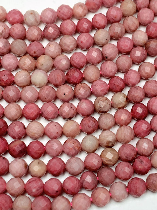 Genuine Natural Pink Red Rhodonite Faceted Round Beads 15.5" Strand 2mm 3mm 4mm