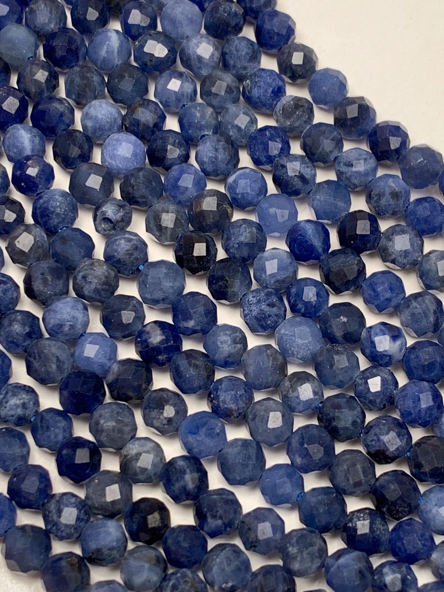 Genuine Natural Blue Sodalite Faceted Round Beads 15.5" Strand 2mm 3mm 4mm