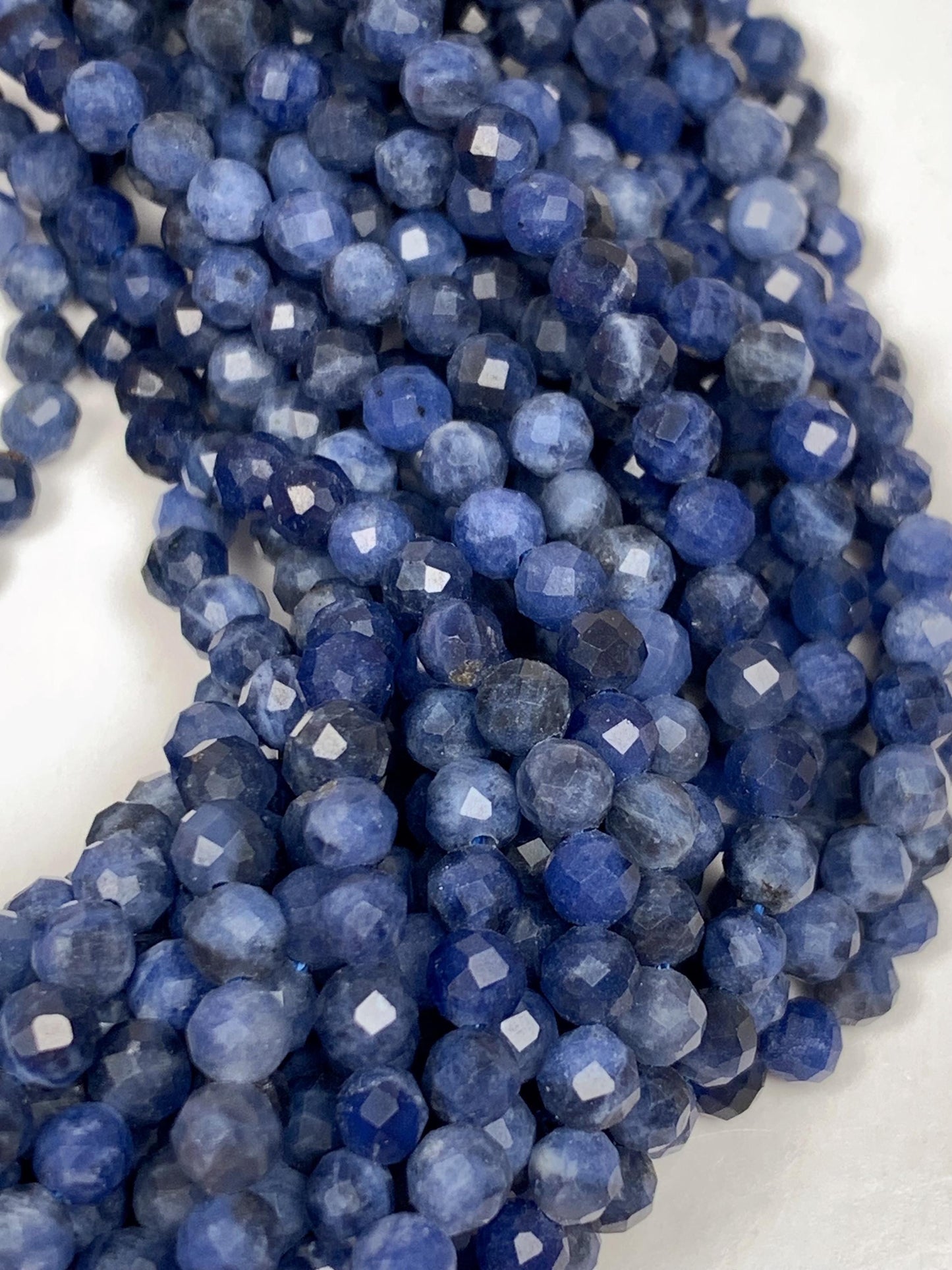 Genuine Natural Blue Sodalite Faceted Round Beads 15.5" Strand 2mm 3mm 4mm