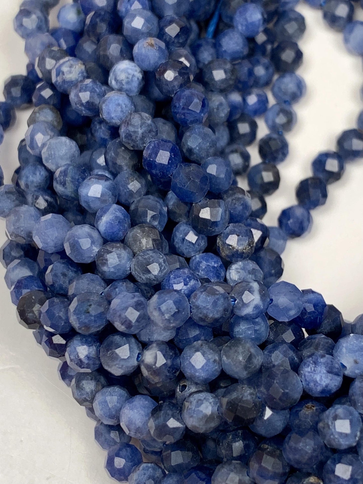Genuine Natural Blue Sodalite Faceted Round Beads 15.5" Strand 2mm 3mm 4mm