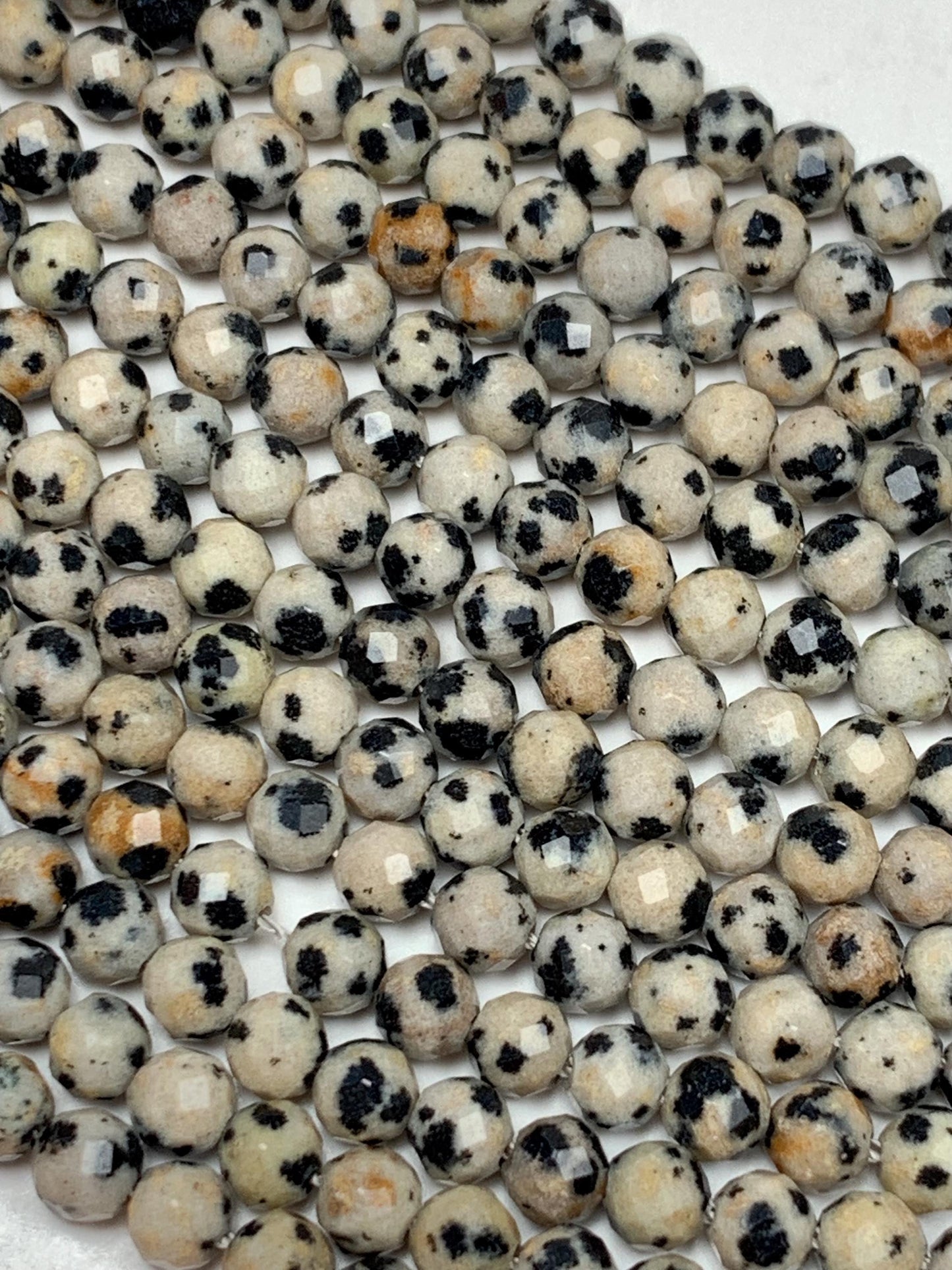Genuine Natural black white Dalmatian Jasper Faceted Round Beads 15.5" Strand 2mm 3mm 4mm
