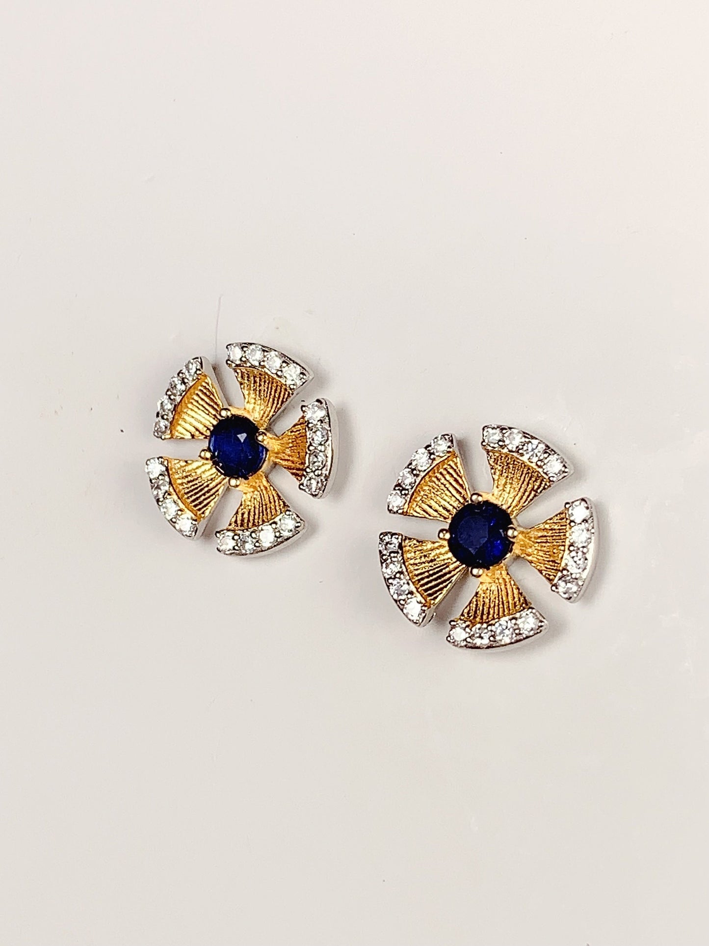 Blue Sapphire Sterling Silver Earrings: 18K Gold Plated