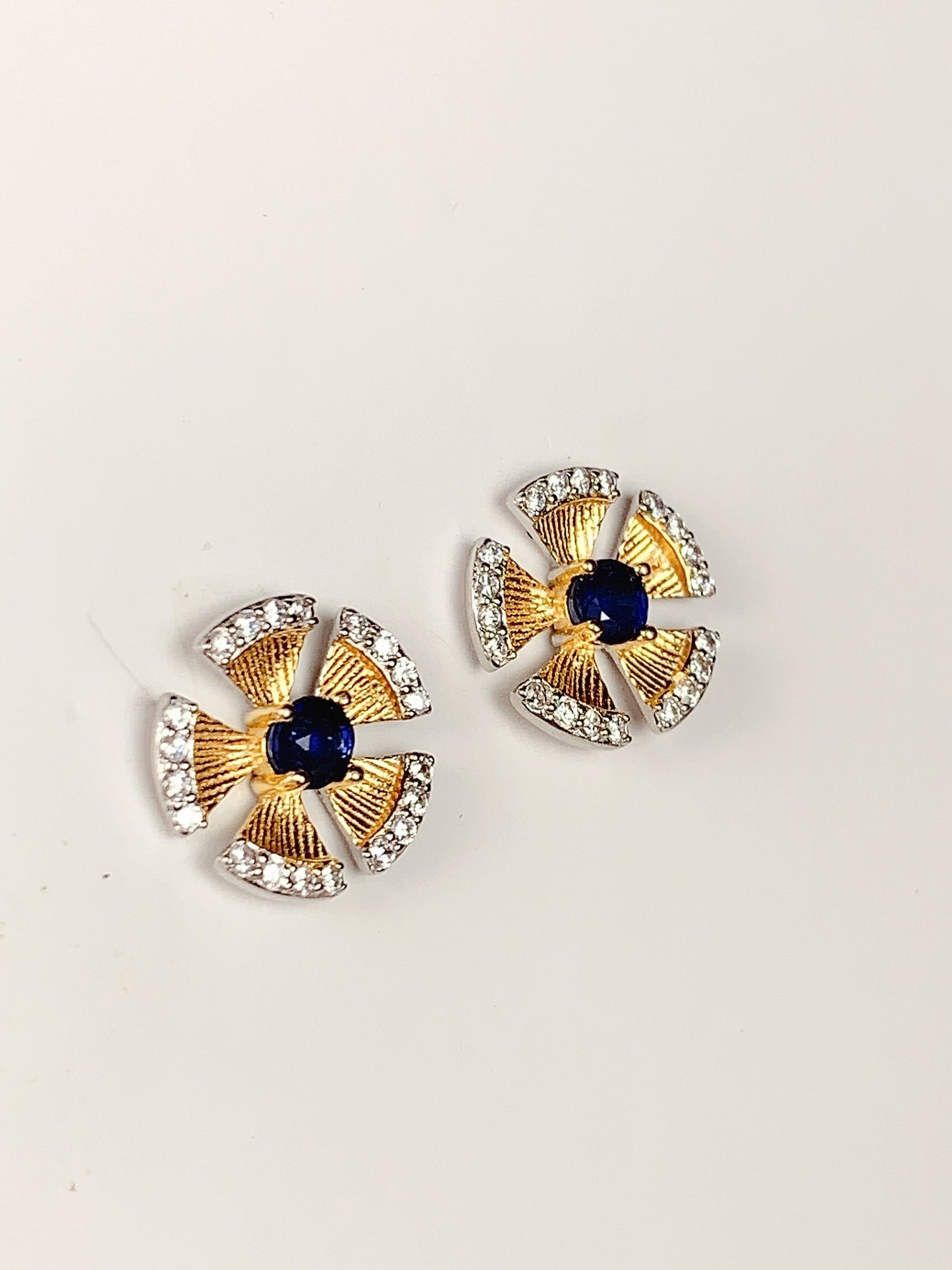 Blue Sapphire Sterling Silver Earrings: 18K Gold Plated