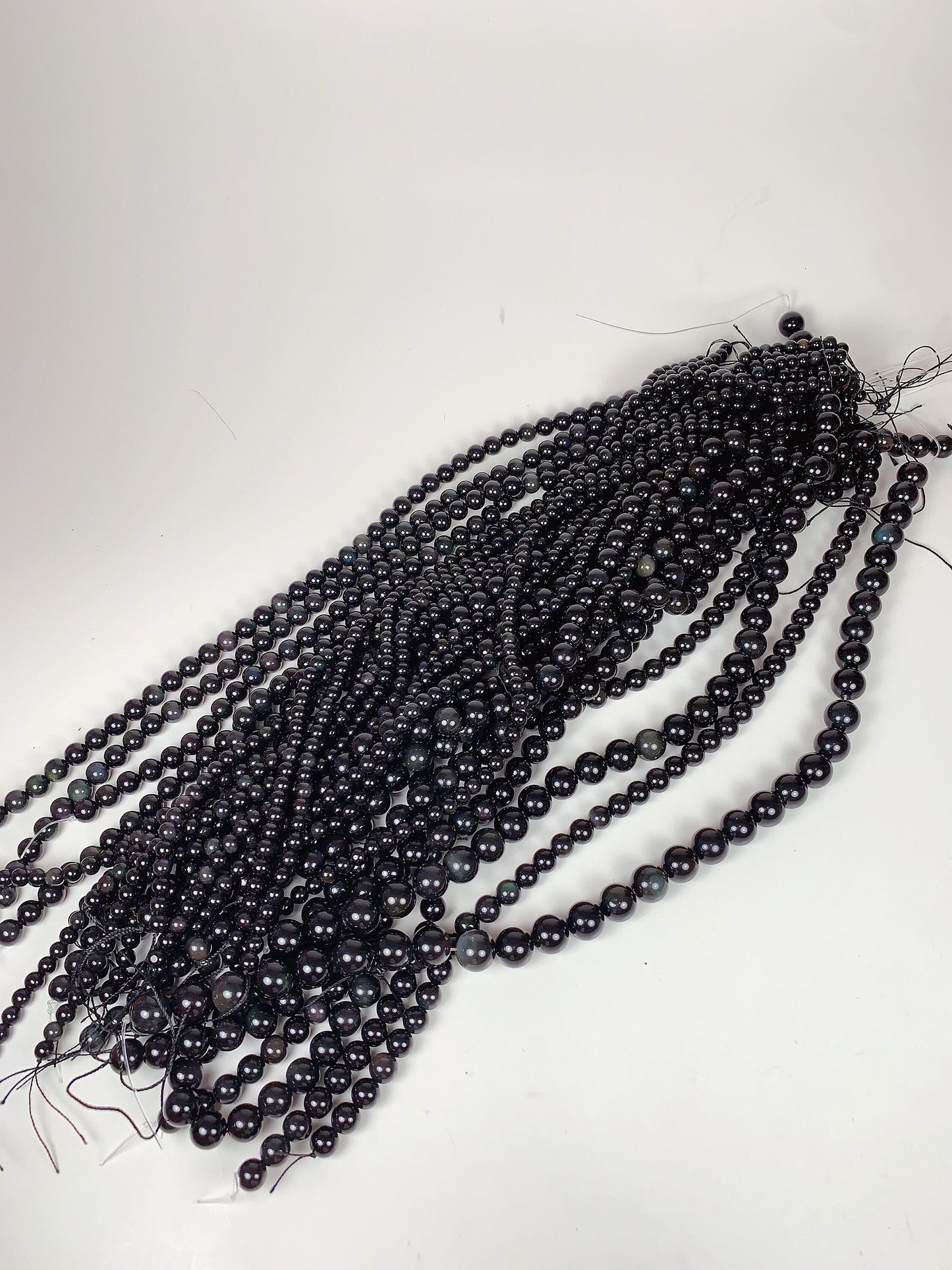 Natural Rainbow Obsidian Smooth Round Beads Gemstone 15.5" Strand