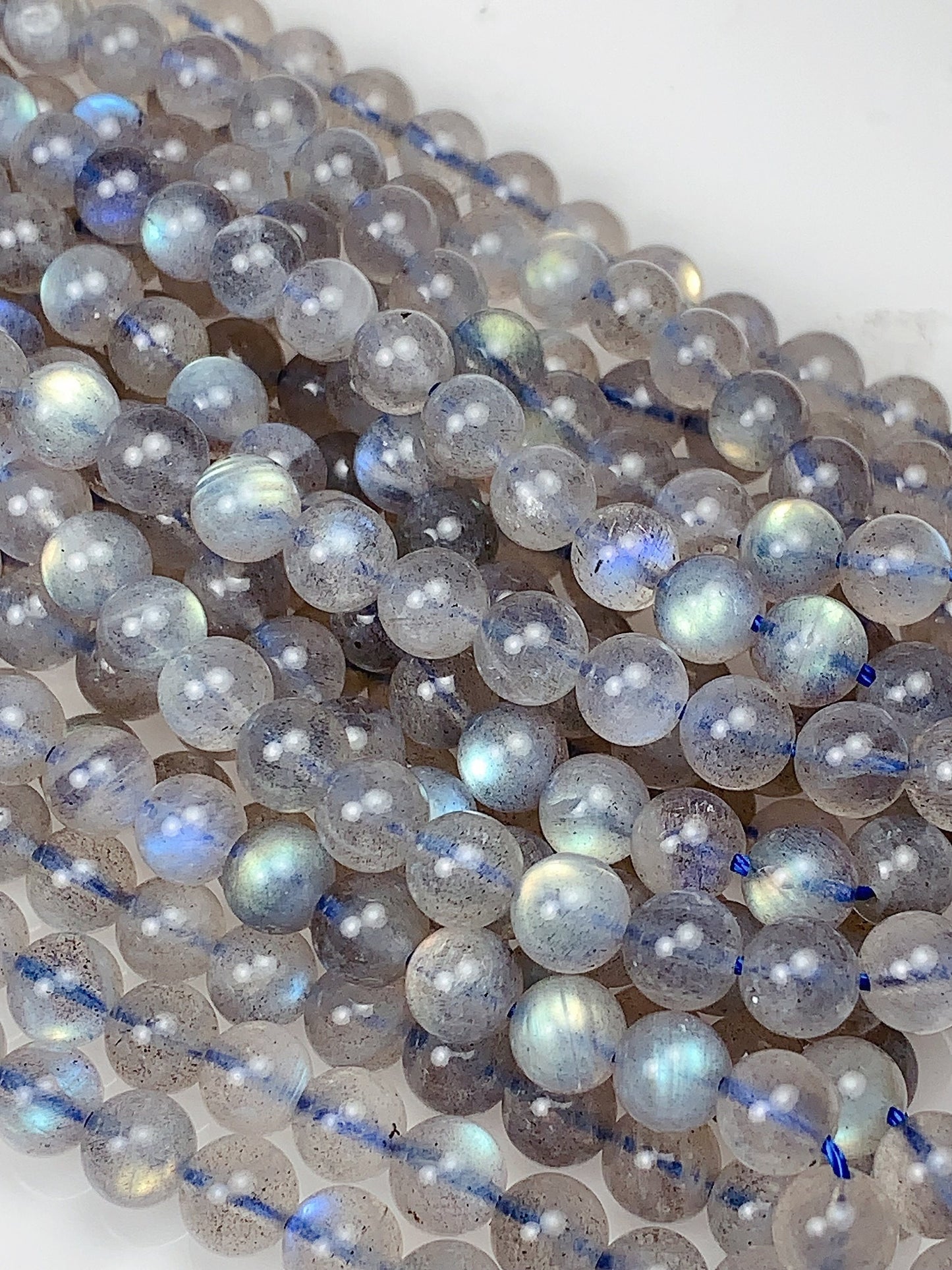 AAA Natural Blue Rainbow Gray Labradorite Smooth Round Beads 15.5" Strand Gemstone 2mm 3mm 4mm 6mm 8mm 10mm 12mm 14mm 16mm 18mm 20mm
