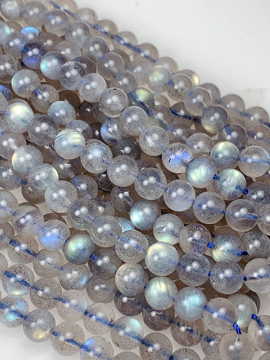 AAA Natural Blue Rainbow Gray Labradorite Smooth Round Beads 15.5" Strand Gemstone 2mm 3mm 4mm 6mm 8mm 10mm 12mm 14mm 16mm 18mm 20mm