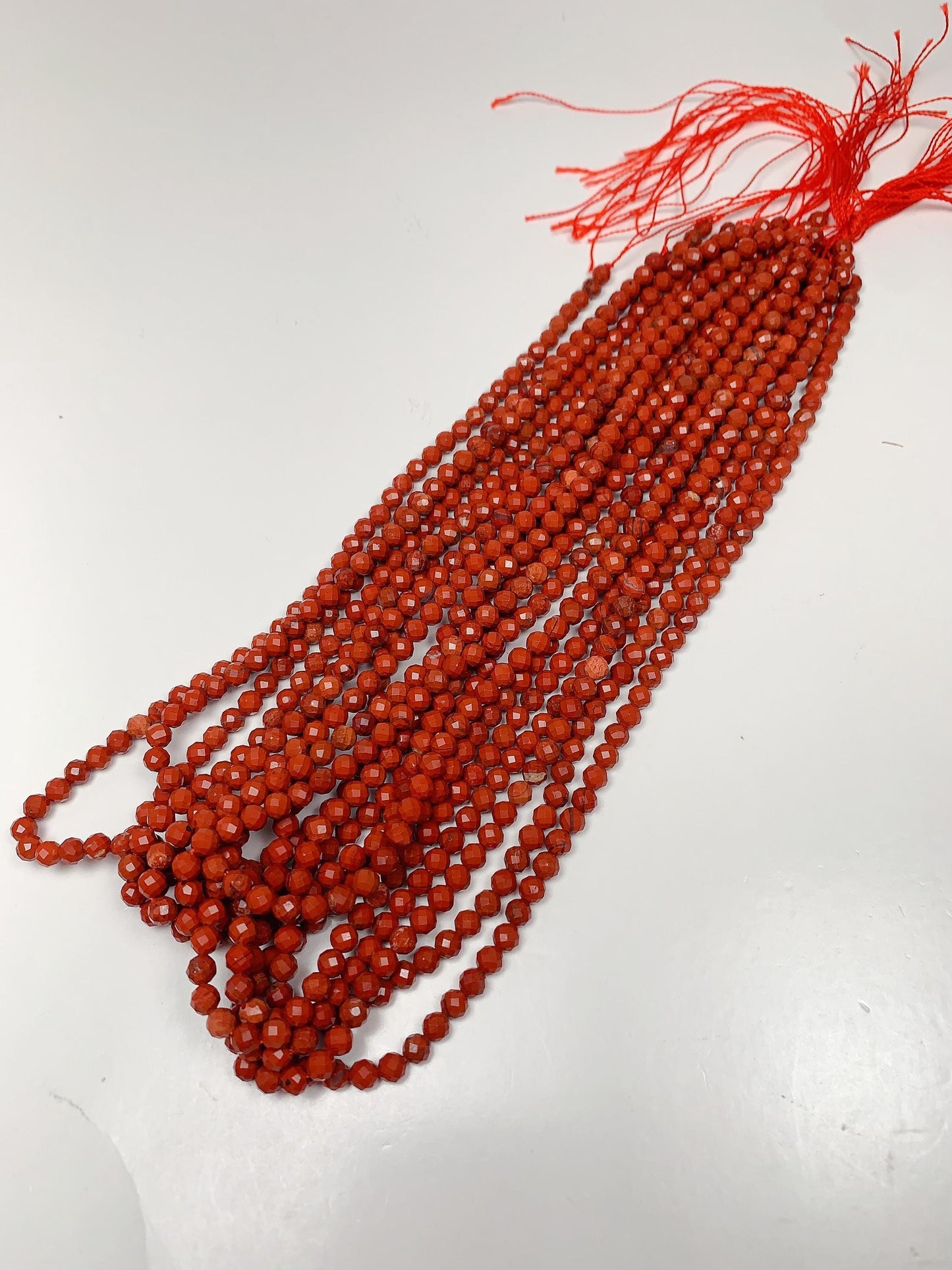 AAA Red Jasper Faceted Round Beads: Natural Genuine Gemstone Strand 15.5" (2mm 3mm 4mm)