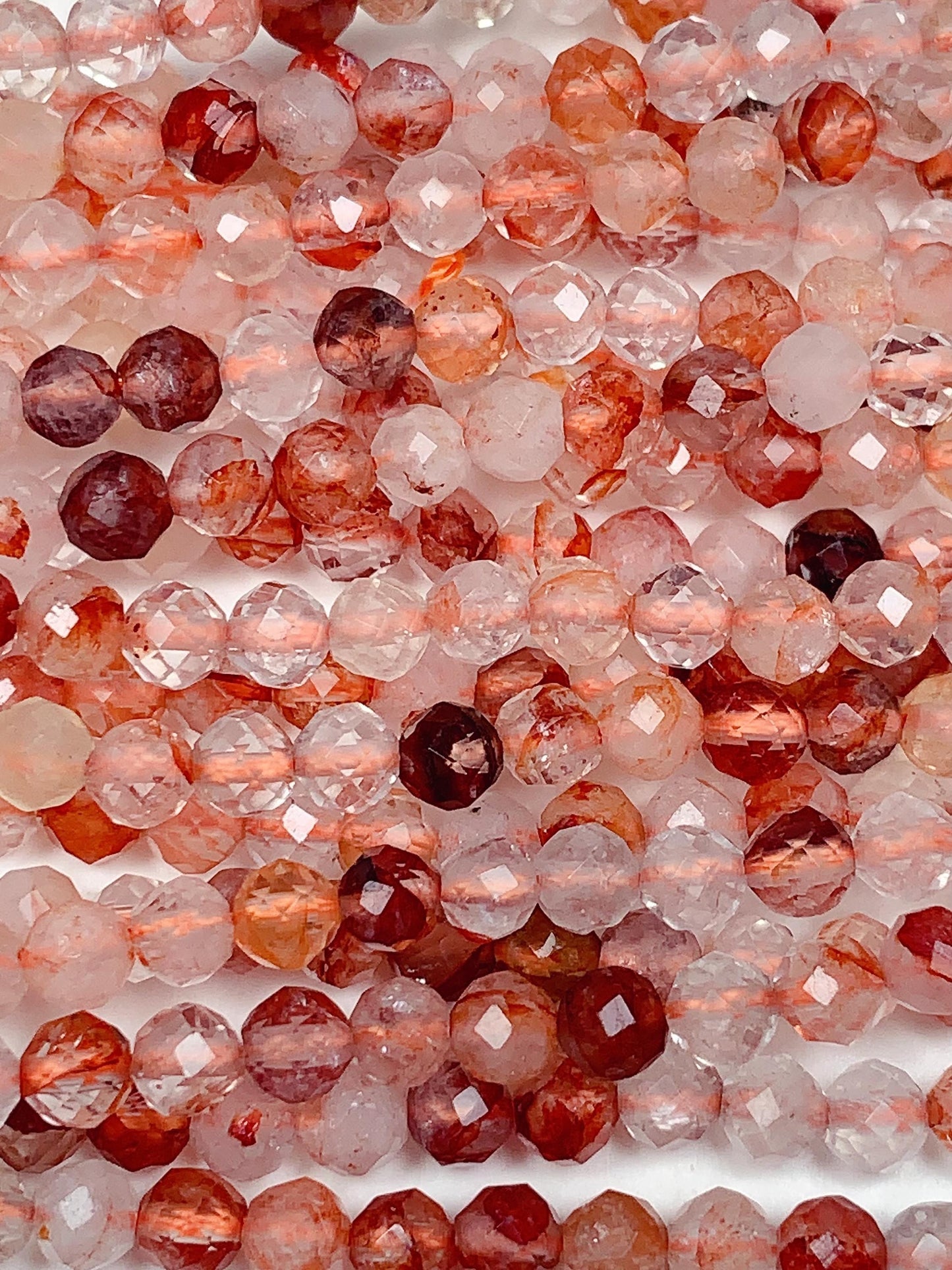 AAA Red Hematoid Quartz Faceted Ruond Beads 4mm 15.5" Strand