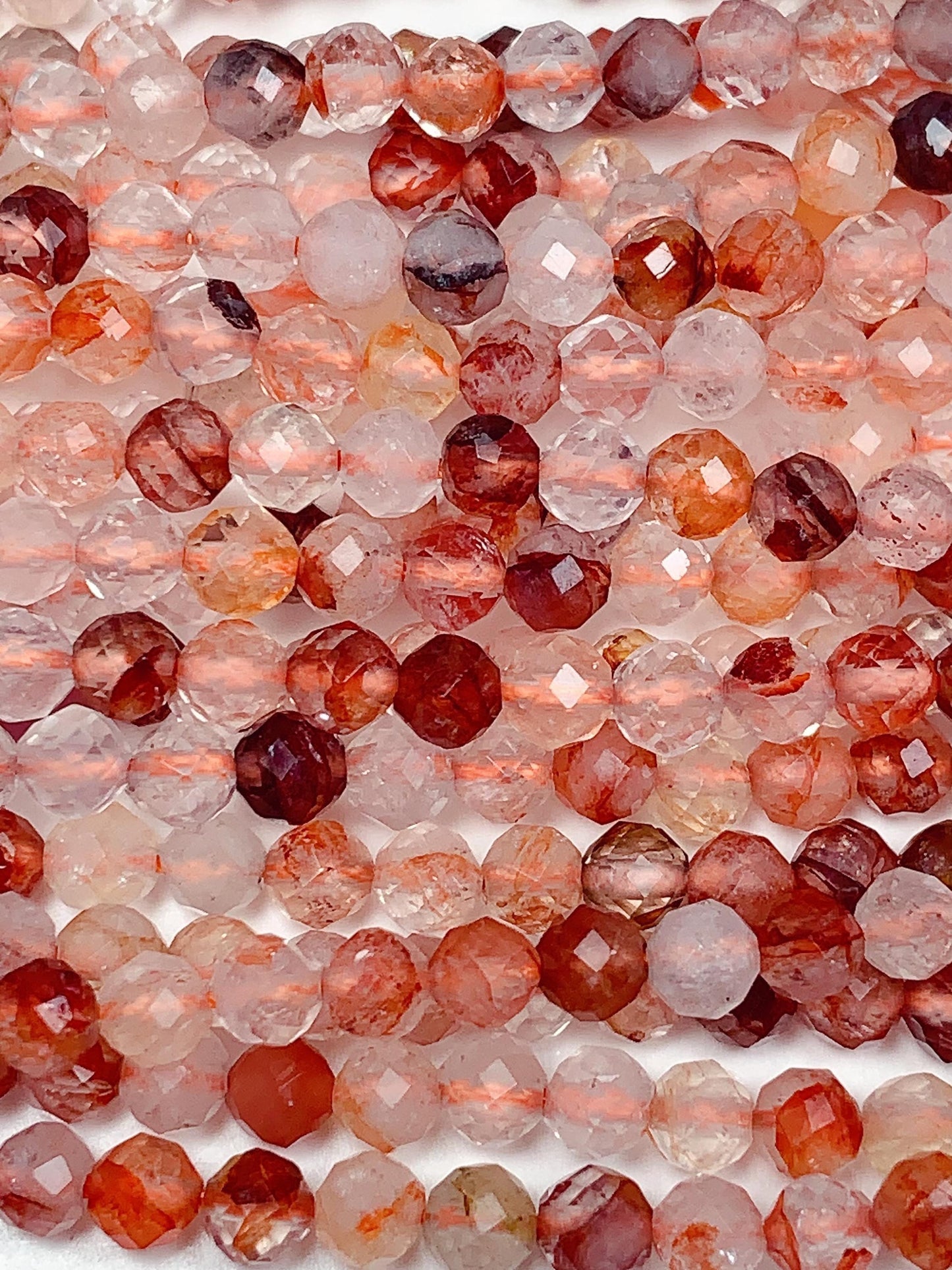 AAA Red Hematoid Quartz Faceted Ruond Beads 4mm 15.5" Strand