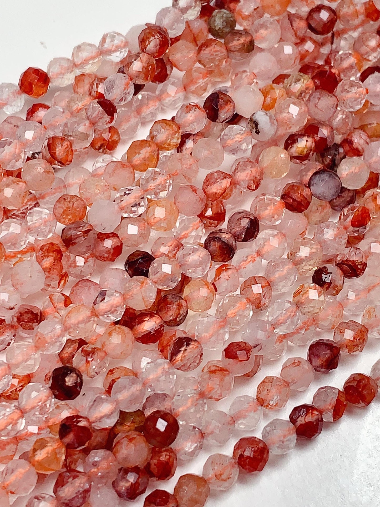 AAA Red Hematoid Quartz Faceted Ruond Beads 4mm 15.5" Strand